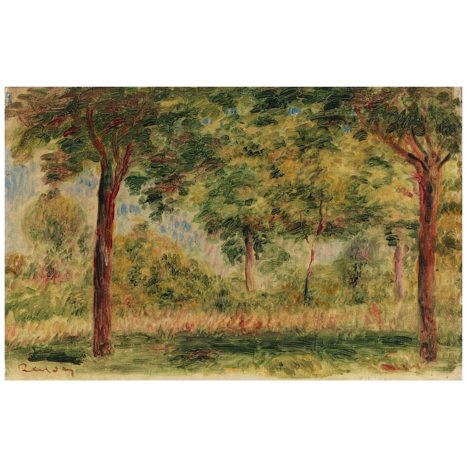 PIERRE-AUGUSTE RENOIR (1841-1919) Paysage 8 1/4 x 12 5/8 in (20.9 x 32 cm) (Painted circa 1897) (1 of 2)