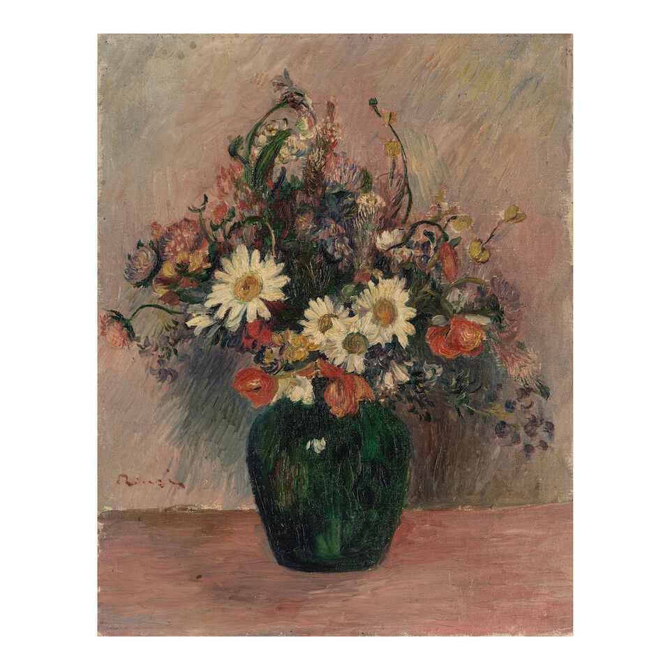 PIERRE-AUGUSTE RENOIR (1841-1919) Vase de fleurs des champs 14 15/16 x 11 13/16 in (38 x 30 cm) ... (1 of 2)