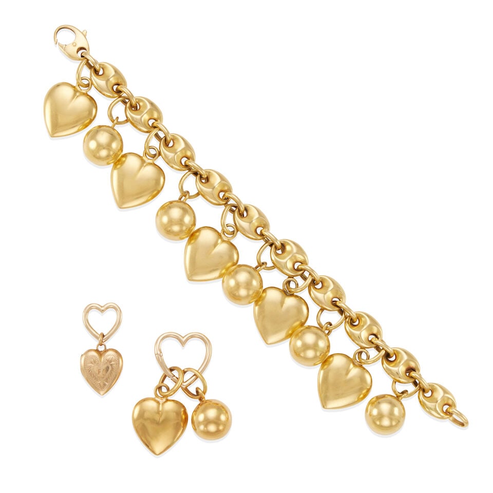 GOLD CHARM BRACELET AND ADDITIONAL CHARMS (1 of 2)