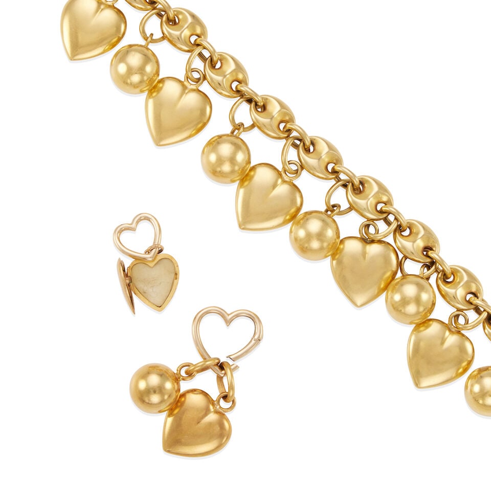 GOLD CHARM BRACELET AND ADDITIONAL CHARMS - 2