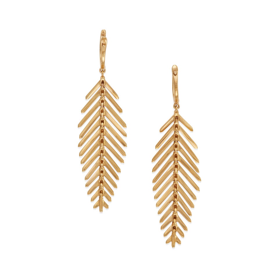 PAIR OF 18K GOLD AND DIAMOND FEATHER EARRINGS - 2