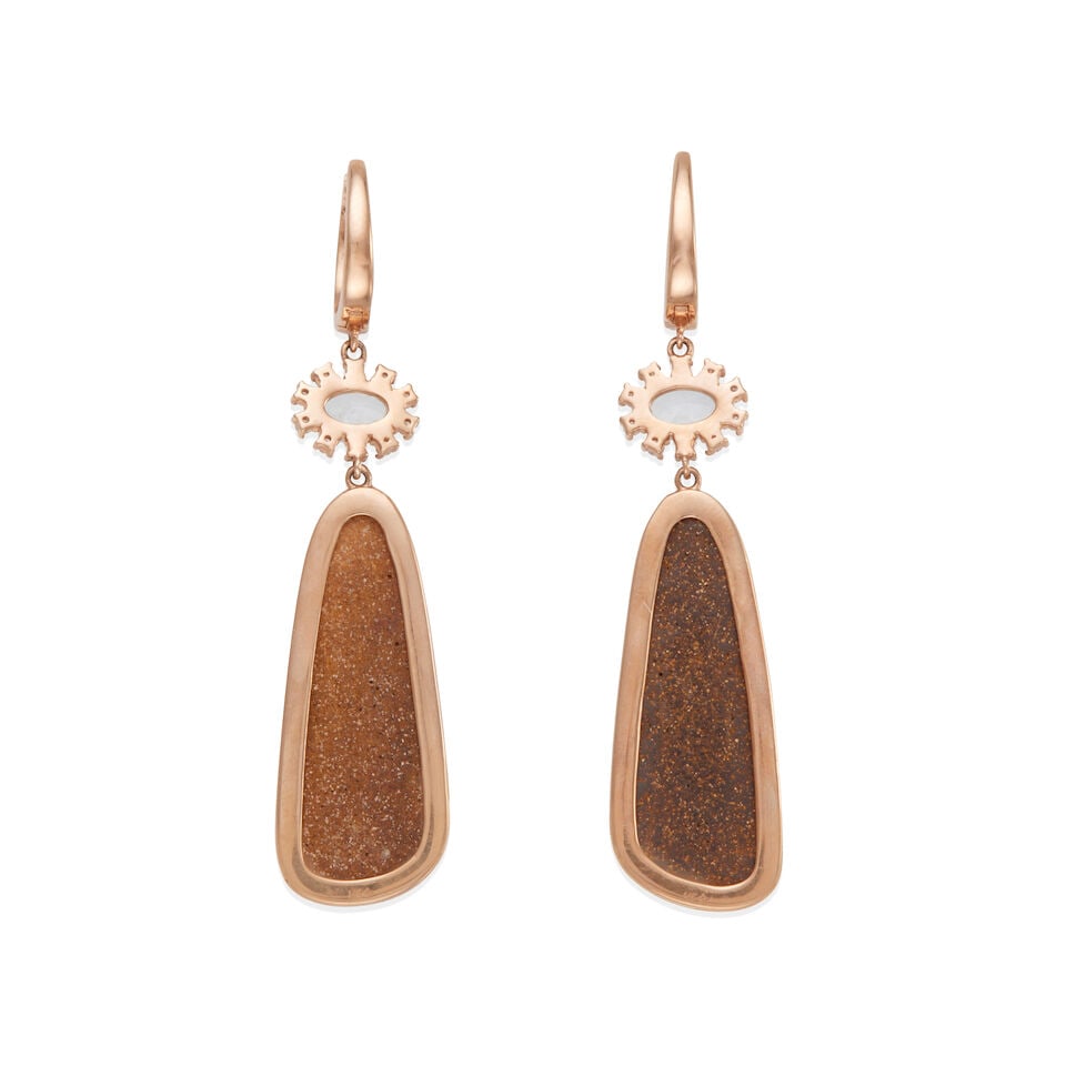 PAIR OF 14K GOLD AND GEM-SET EARRINGS - 2