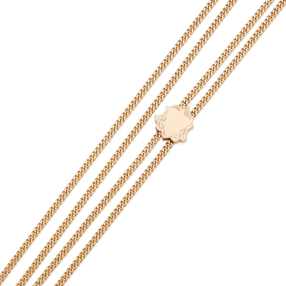 ANTIQUE 14K GOLD WATCH CHAIN - 2