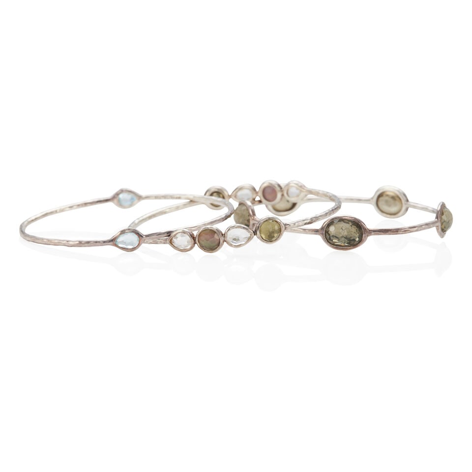 IPPOLITA: THREE STERLING SILVER AND GEM-SET BANGLE BRACELETS - 2