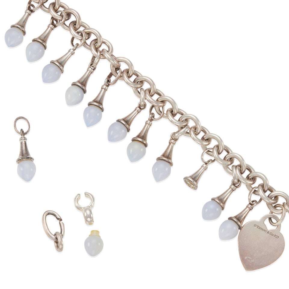 LINKS OF LONDON: STERLING SILVER AND AGATE CHARM BRACELET WITH TIFFANY & CO. CHARM - 2