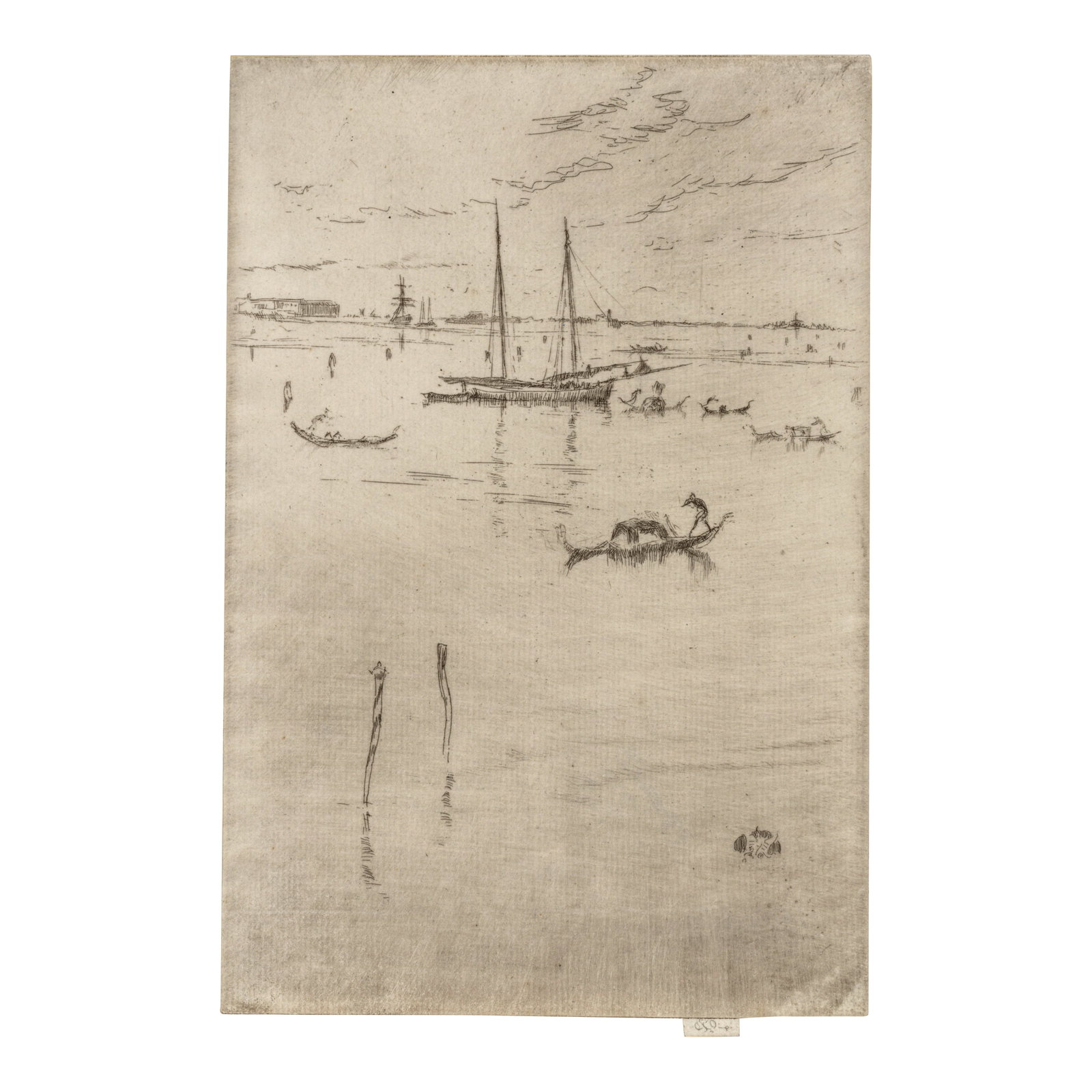 James Abbott McNeill Whistler (1834-1903); The Little Lagoon ;: James Abbott McNeill Whistler (1834-1903) The Little Lagoon (Kennedy 186, Glasgow 216), 1879 Etching and drypoint on laid ivory japon paper with partial Hunting Horn in Shield watermark, Glasgow's fo