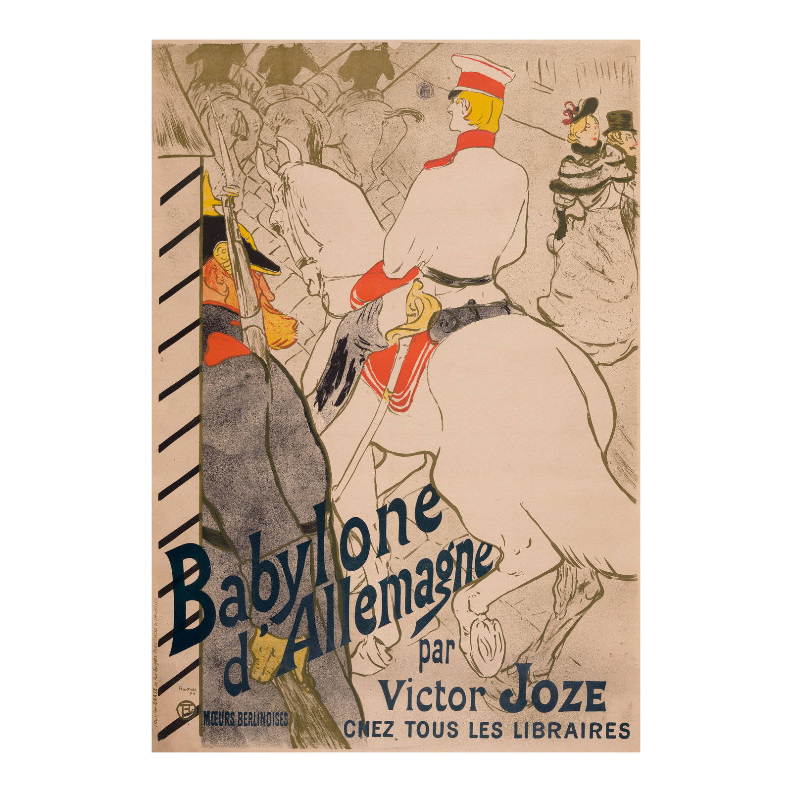 Henri de Toulouse-Lautrec (1864-1901); Babylone d'Allemagne;: Henri de Toulouse-Lautrec (1864-1901) Babylone d'Allemagne (Delteil 351, Adhémar 68, Wittrock P12, Adriani 58), 1894 Lithograph in colors on wove paper backed with japon, Wittrock's state B (fina