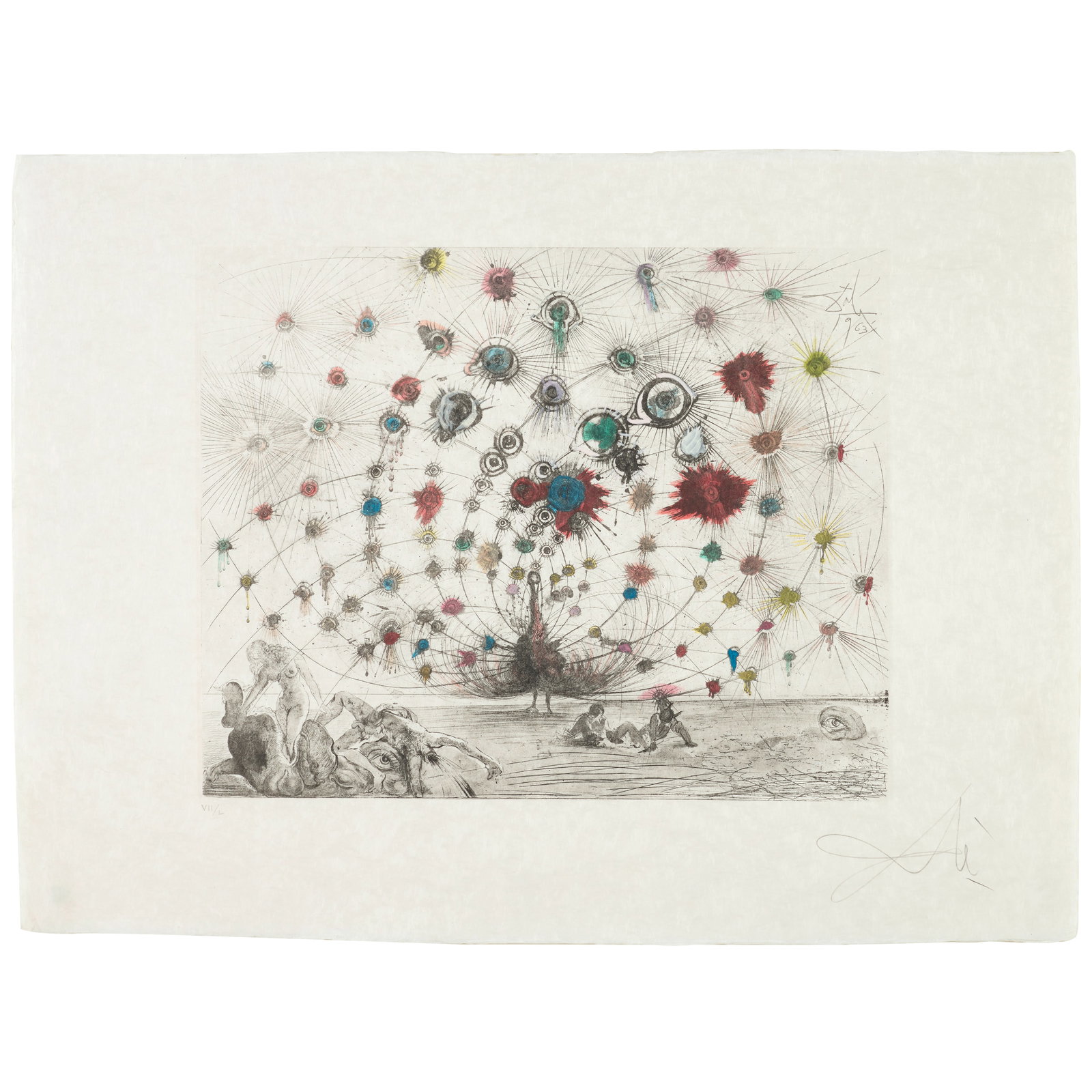 Salvador Dalí (1904-1989); Argus;: Salvador Dalí (1904-1989) Argus (Field 63-3), 1963 Etching and engraving with hand-coloring on japon paper, signed in pencil and numbered VII/L (aside from the total edition of 270 plus proofs),