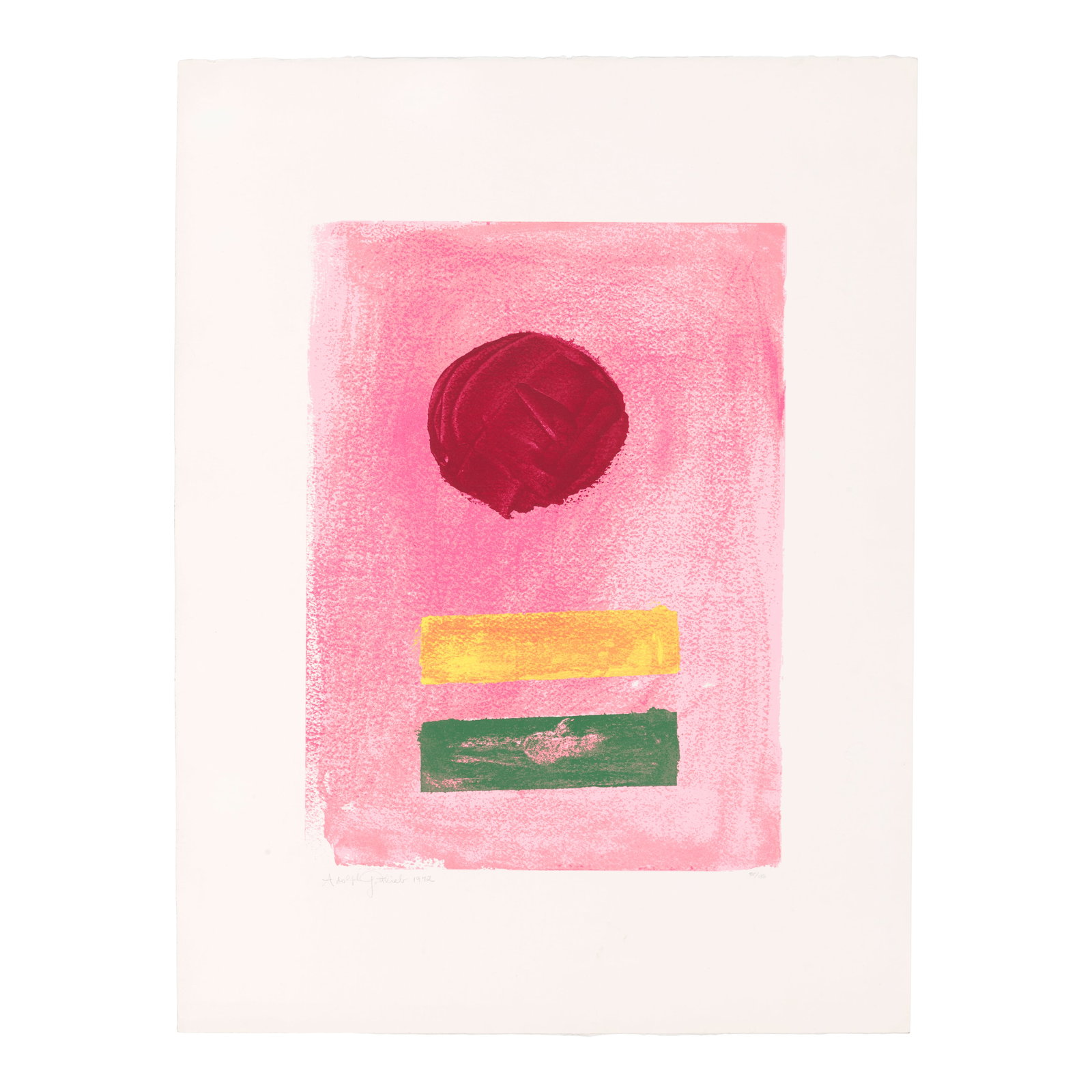 Adolph Gottlieb (1903-1974); Pink Ground;: Adolph Gottlieb (1903-1974) Pink Ground (Associated American Artists 77), 1972 Screenprint in colors on wove paper, signed in pencil, dated and numbered 85/150, published by Marlborough Graphics, New