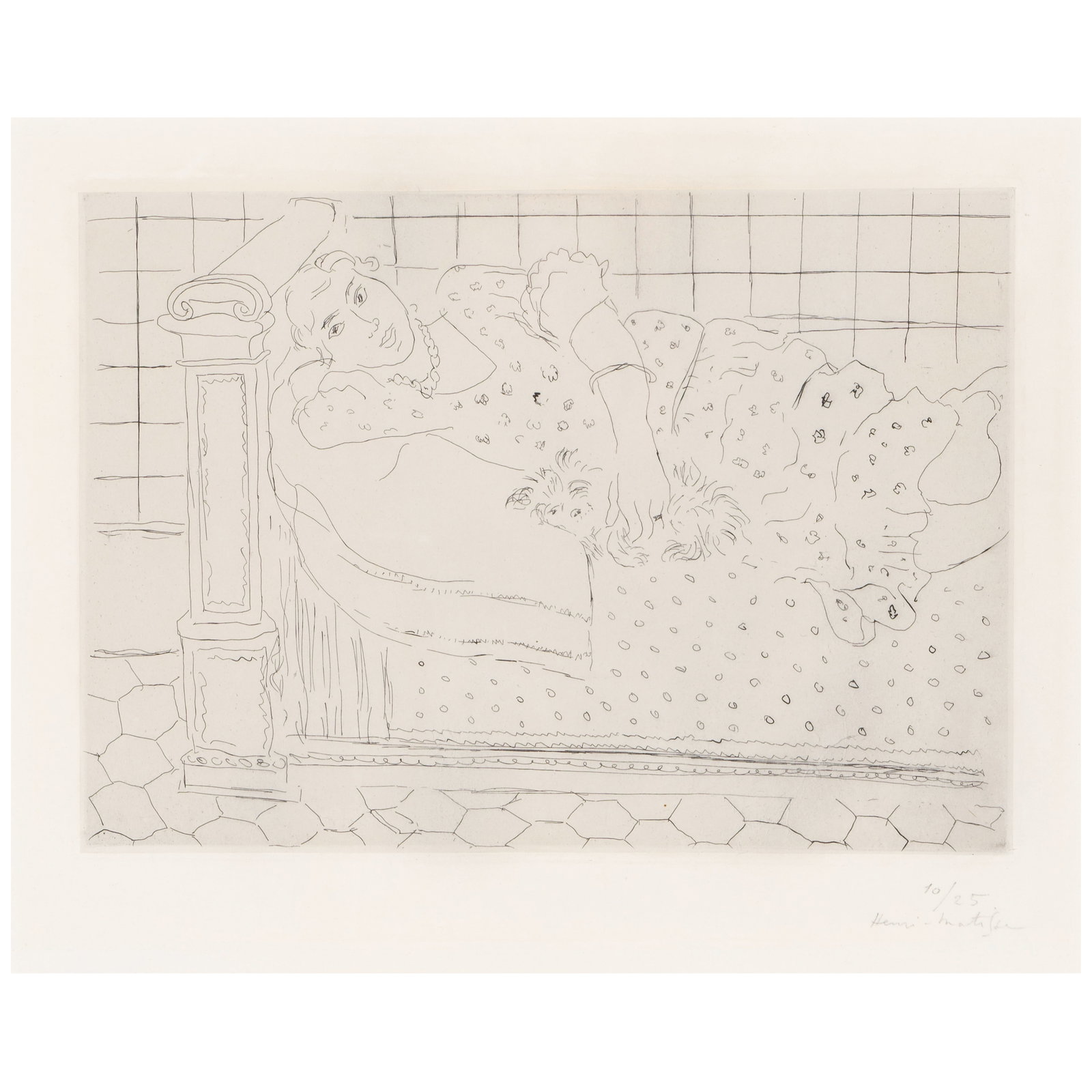 Henri Matisse (1869-1954); Le repos sur le lit;: Henri Matisse (1869-1954) Le repos sur le lit (Duthuit 120), 1929 Etching on chine appliqué with Arches support, signed in pencil and numbered 10/25 (there were also 4 artist's proofs), with full