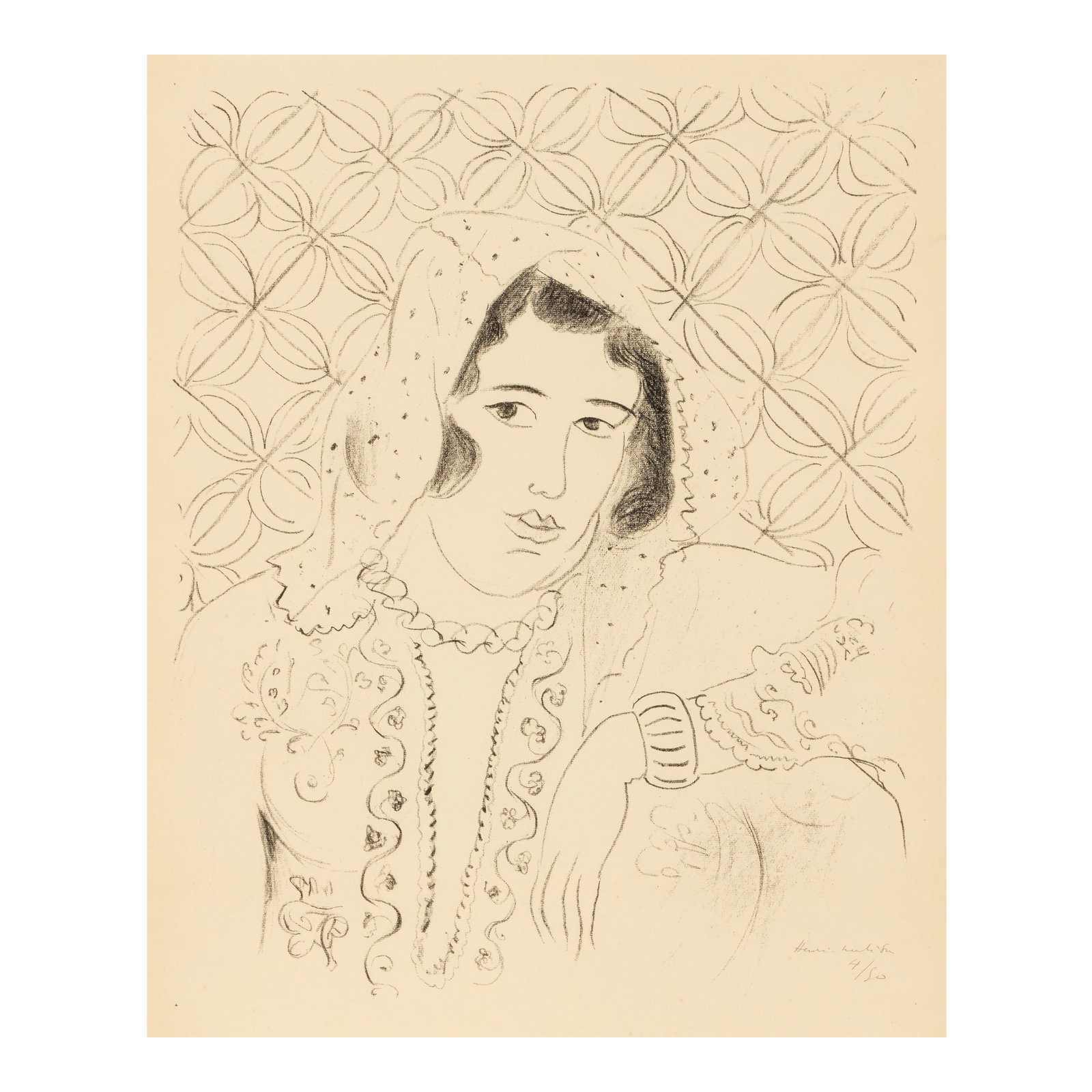 Henri Matisse (1869-1954); Figure devant tapa africain; (1 of 1)