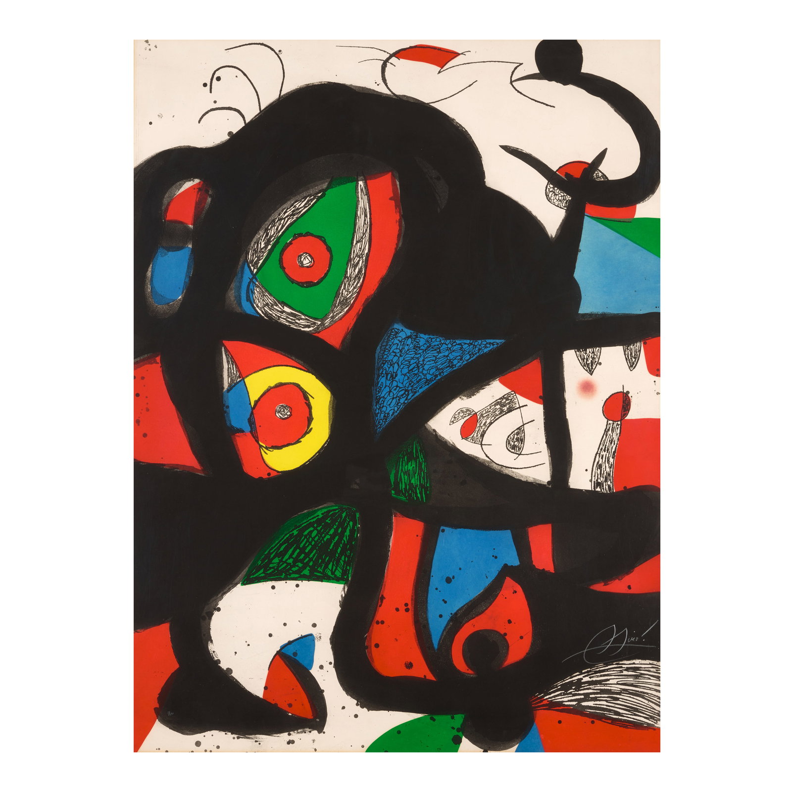 Joan Miró (1893-1983); Gargantua;: Joan Miró (1893-1983) Gargantua (Dupin 972), 1977 Etching and aquatint in colors with carborundum on wove paper with the publisher's watermark, signed in white pencil and numbered 5/50 (there wer