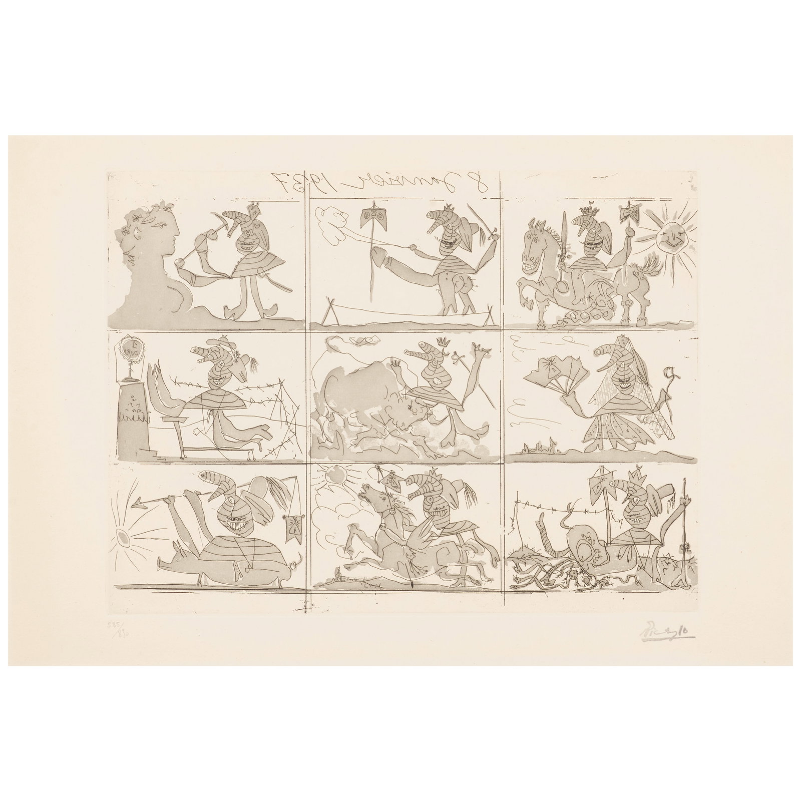 Pablo Picasso (1881-1973); Sueño y mentira de Franco; (3): Pablo Picasso (1881-1973) Sueño y mentira de Franco (Bloch 297-298, Baer 615-616, Cramer bk. 28), 1937 The complete set, comprising two etchings with aquatint on Arches paper, each with the artis