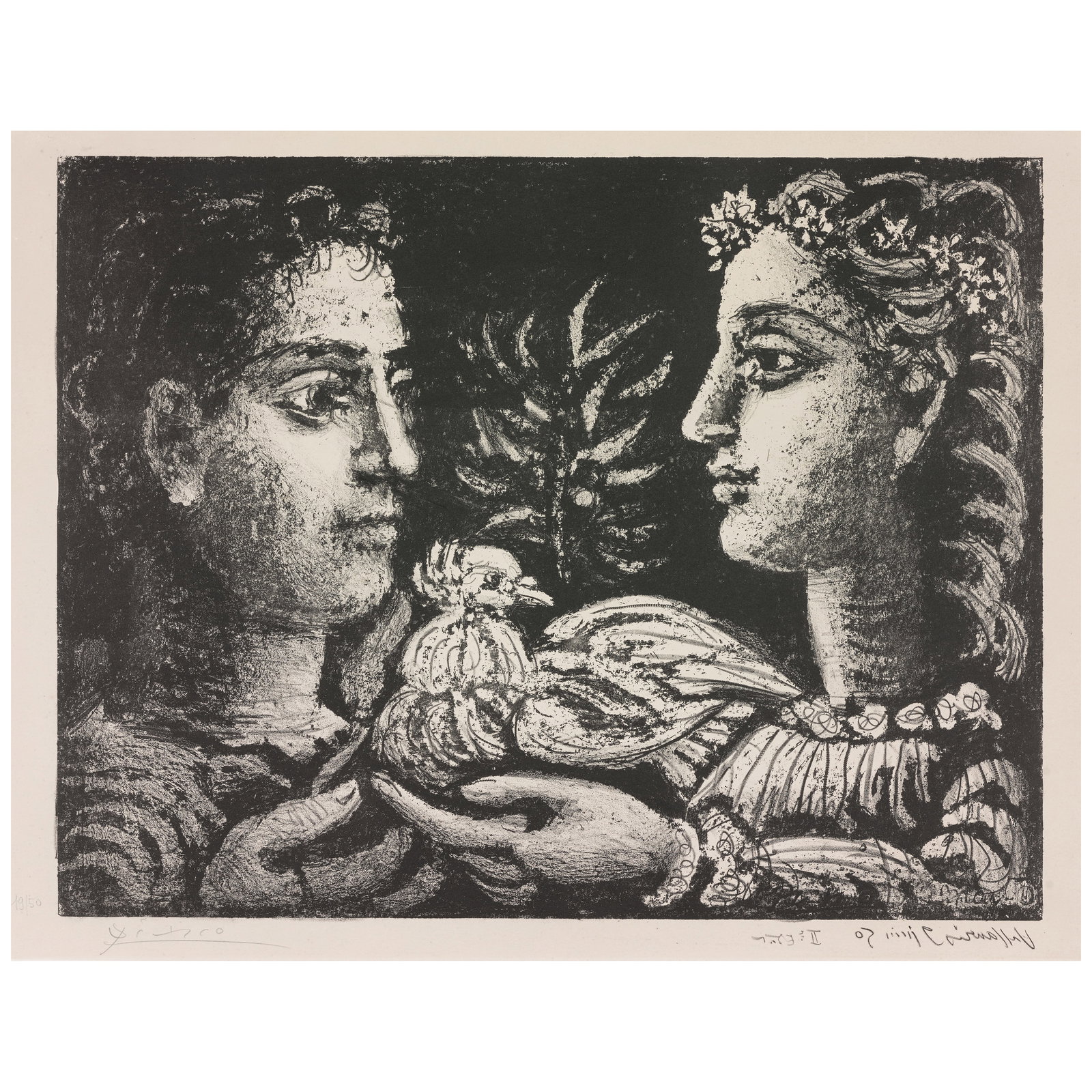 Pablo Picasso (1881-1973); Jeunesse;: Pablo Picasso (1881-1973) Jeunesse (Bloch 675, Mourlot 188), 1950 Lithograph on Arches paper, Mourlot's second (final) state, signed in pencil and numbered 19/50 (there were also 5 artist's proofs and