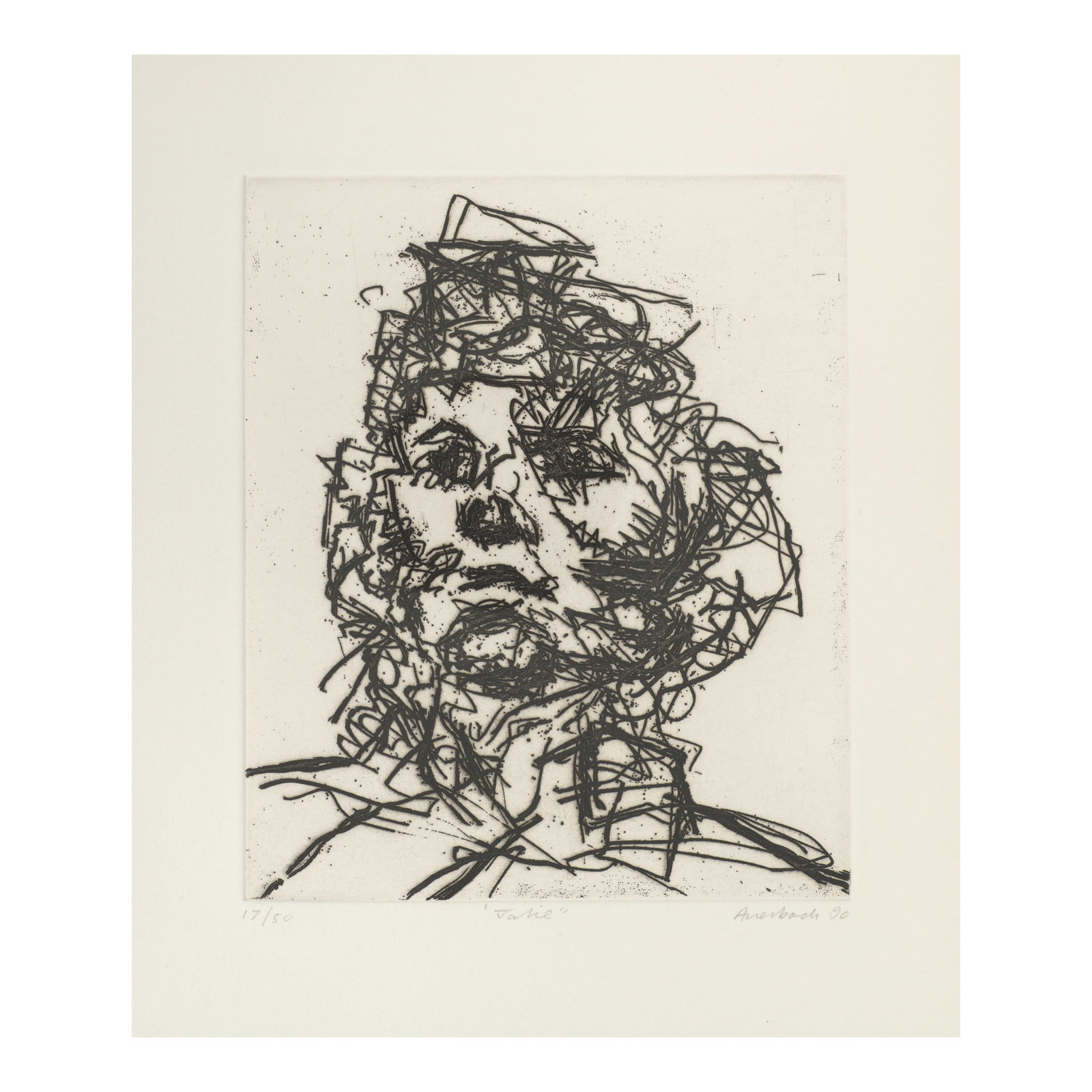 Frank Auerbach (1931-2024); Seven Portraits; (7): Frank Auerbach (1931-2024) Seven Portraits, 1989-90 The complete set, comprising 7 etchings on wove white paper, each signed in pencil, titled, dated and numbered 17/50 (there were also 10 artist's pr
