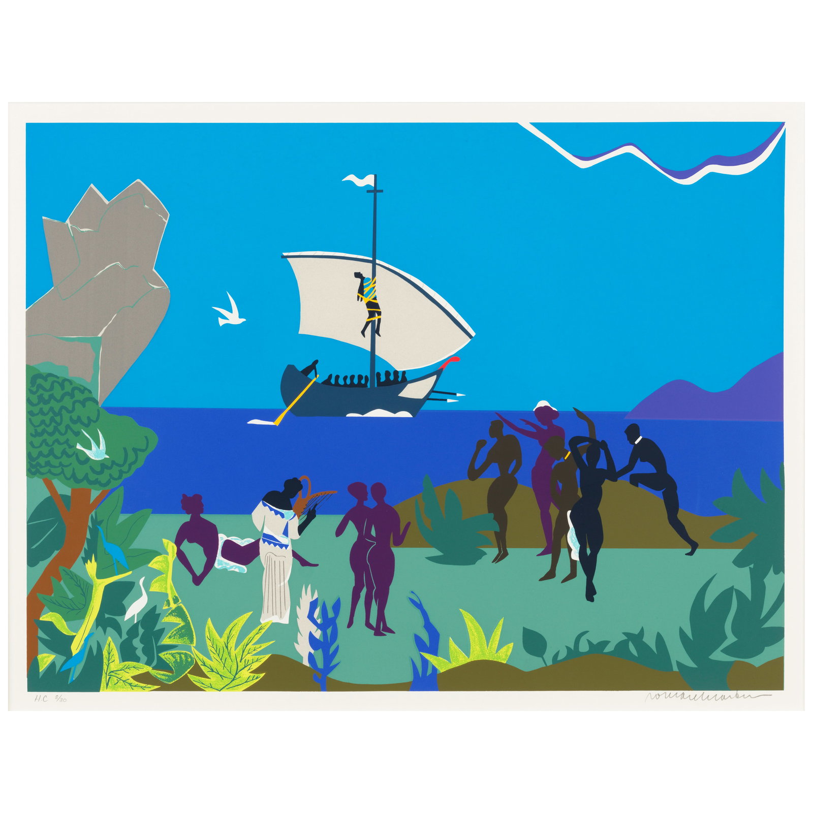 Romare Bearden (1911-1988); Three plates, from the Odysseus Suite; (3) (1 of 1)