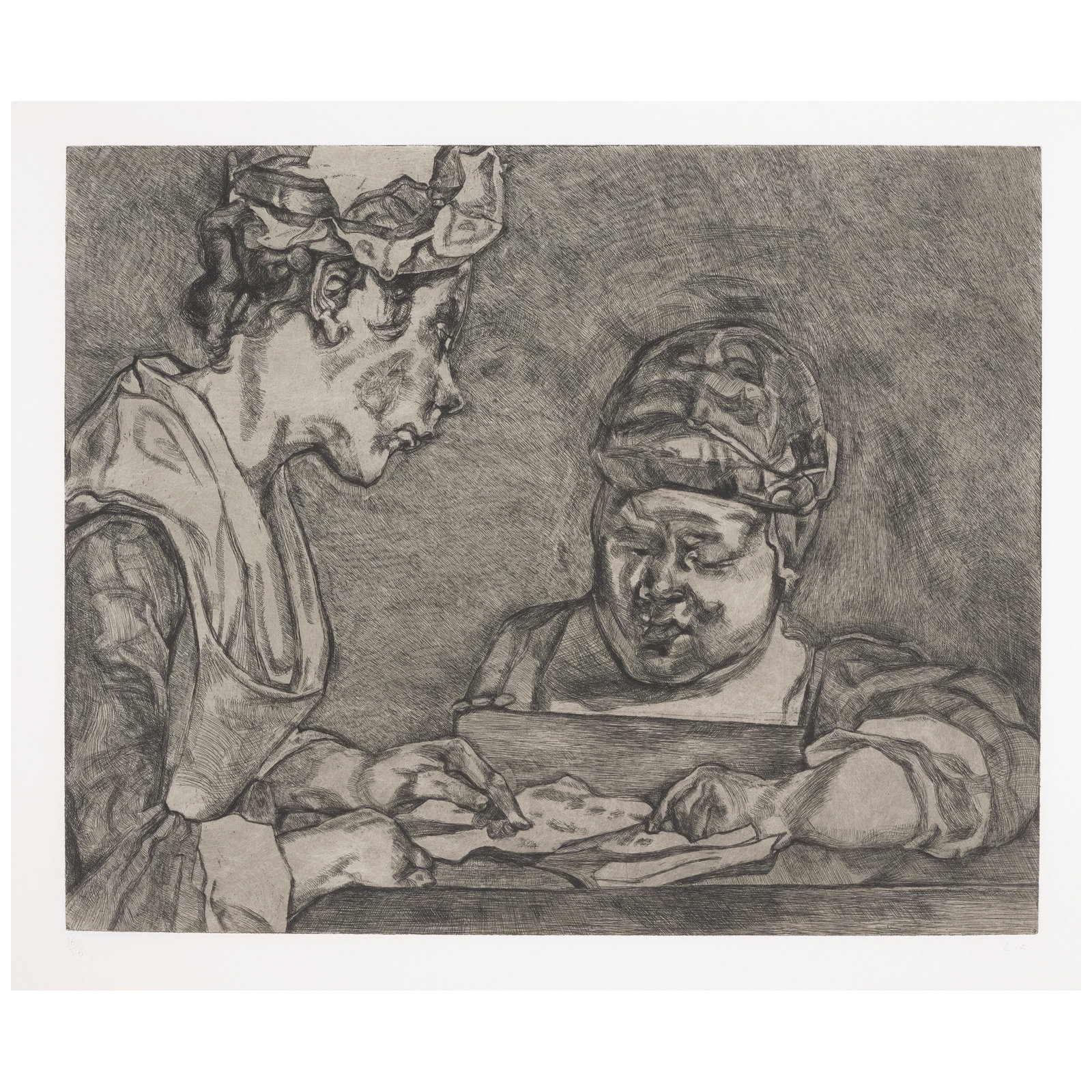 Lucian Freud (1922-2011); After Chardin;: Lucian Freud (1922-2011) After Chardin (Treves 88), 2000 Etching on wove paper, initialed in pencil and numbered 16/46 (there were also 12 artist's proofs), published by Matthew Marks Gallery, New Yor