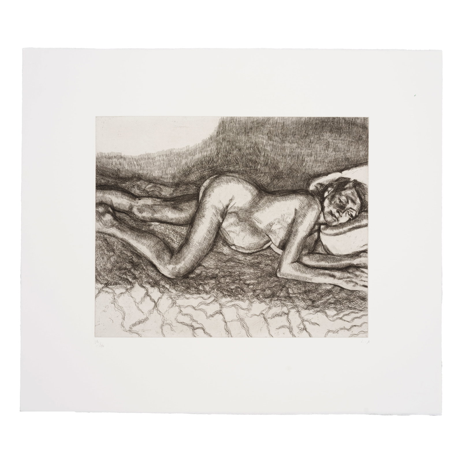 Lucian Freud (1922-2011); Before The Fourth;: Lucian Freud (1922-2011) Before The Fourth (Treves 106), 2004 Etching on Somerset paper, initialed in pencil and numbered 14/46 (there were also 12 artist's proofs), published by Acquavella Contempora