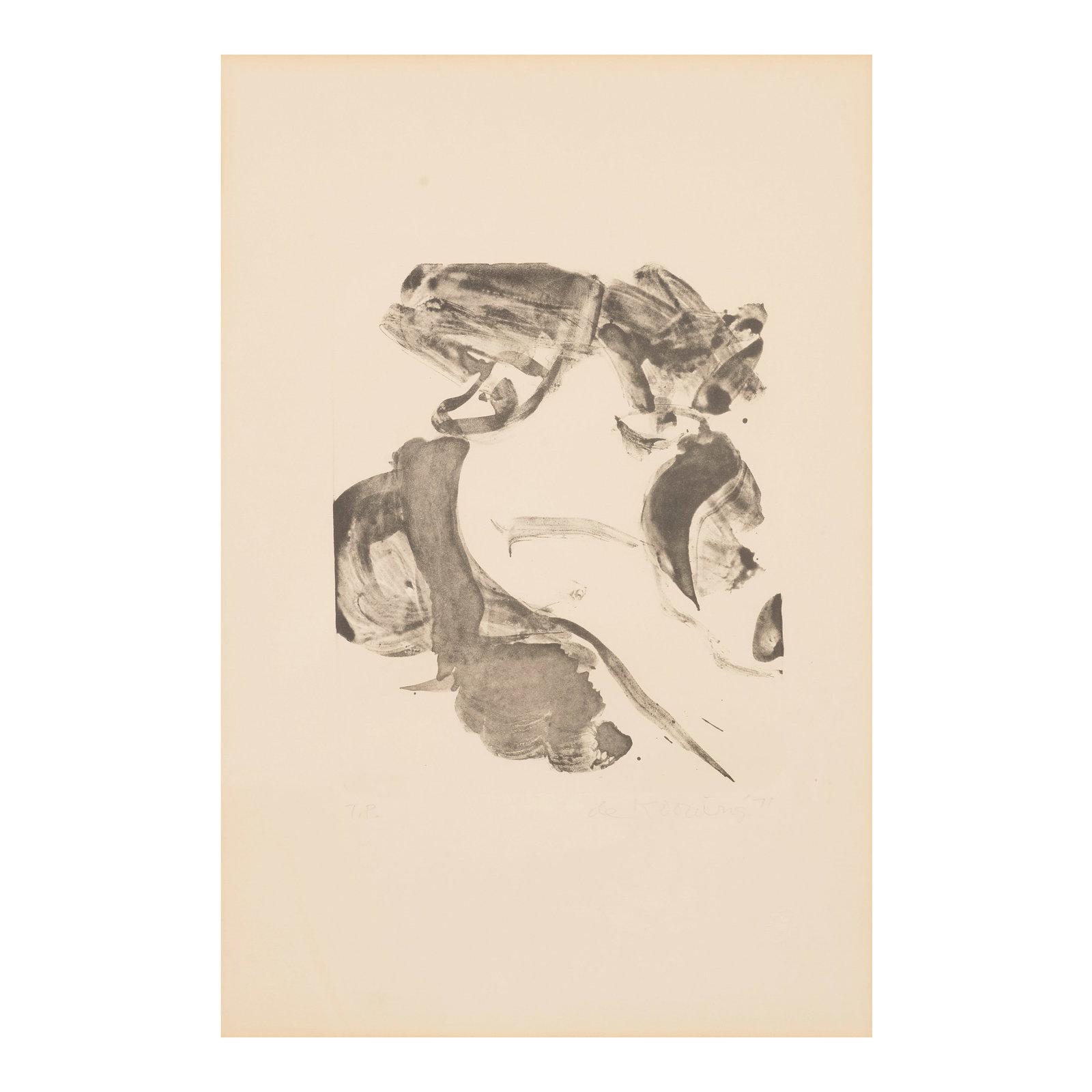 Willem de Kooning (1904-1997); With Love;: Willem de Kooning (1904-1997) With Love, 1971 Lithograph on Arches paper, signed in pencil, dated and annotated 'T.P.' (a trial proof, aside from the edition of 40), co-published by Hollander Graphic