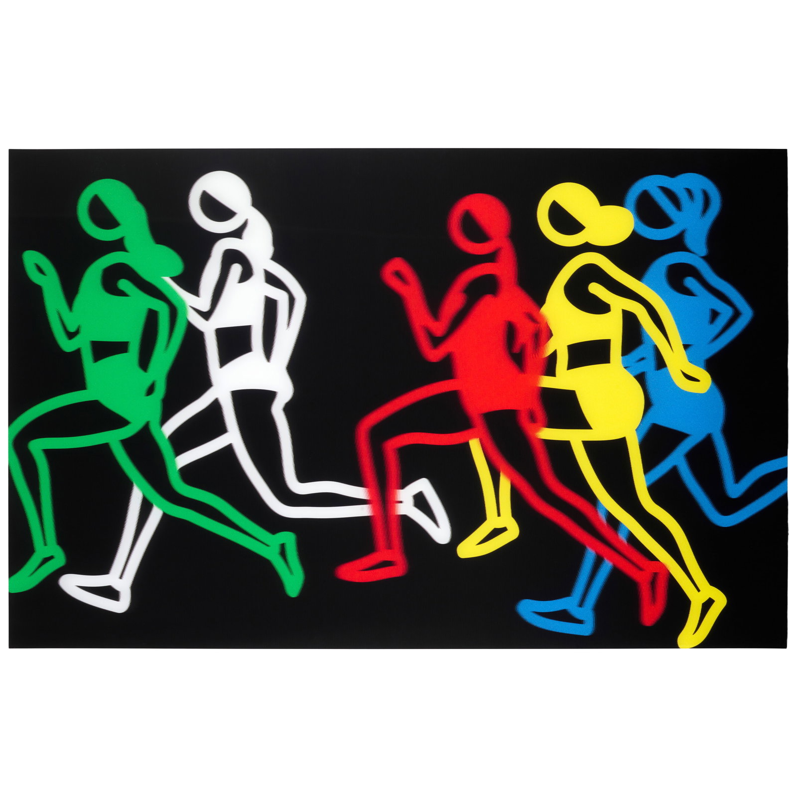 Julian Opie (born 1958); Woman Sprinters 1, from Sprinters;: Julian Opie (born 1958) Woman Sprinters 1, from Sprinters, 2024 Lenticular acrylic panel in colors mounted on acrylic, signed in black felt-tip pen on a label affixed to the reverse and numbered 28/30