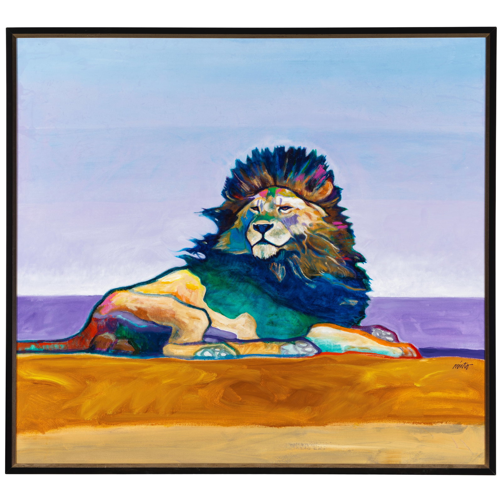 A John Nieto painting, 'Master of His Domain,' 2007: John Nieto Hispanic/Mescalero Apache/Diné (Navajo), (1936-2018), 'Master of His Domain,' 2007, acrylic on canvas, signed lower right, titled, signed and dated verso, framed. size (sight) 39 1/2 x