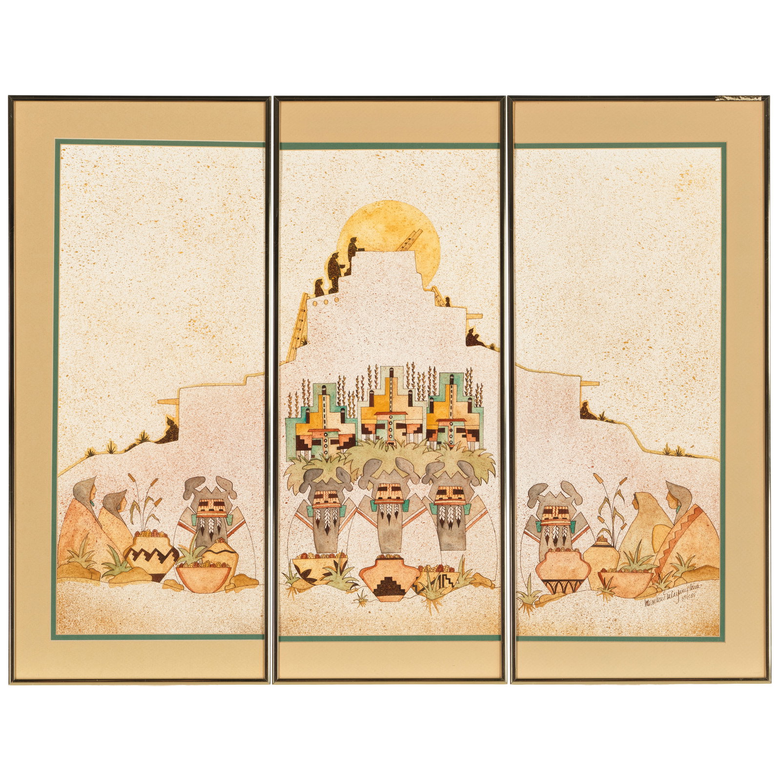 A Janeele Numkena watercolor triptych, Untitled, 1989 (1 of 1)