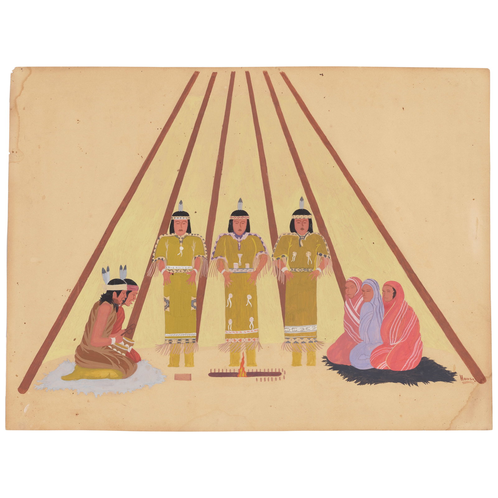 An Allan Houser painting, 'Pulling Roots,' circa 1934 (1 of 1)