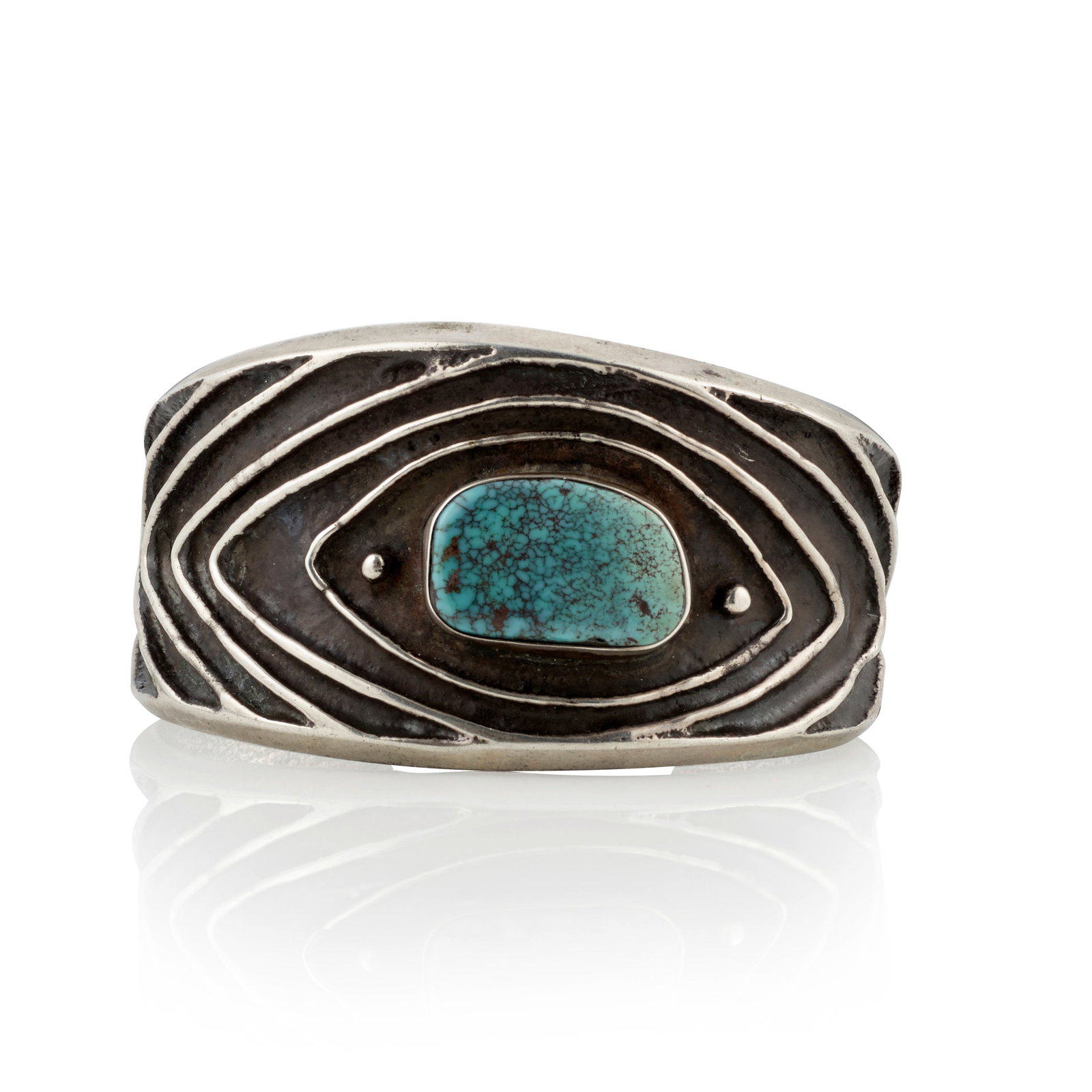A Preston Monongye silver and turquoise cuff bracelet (1 of 1)