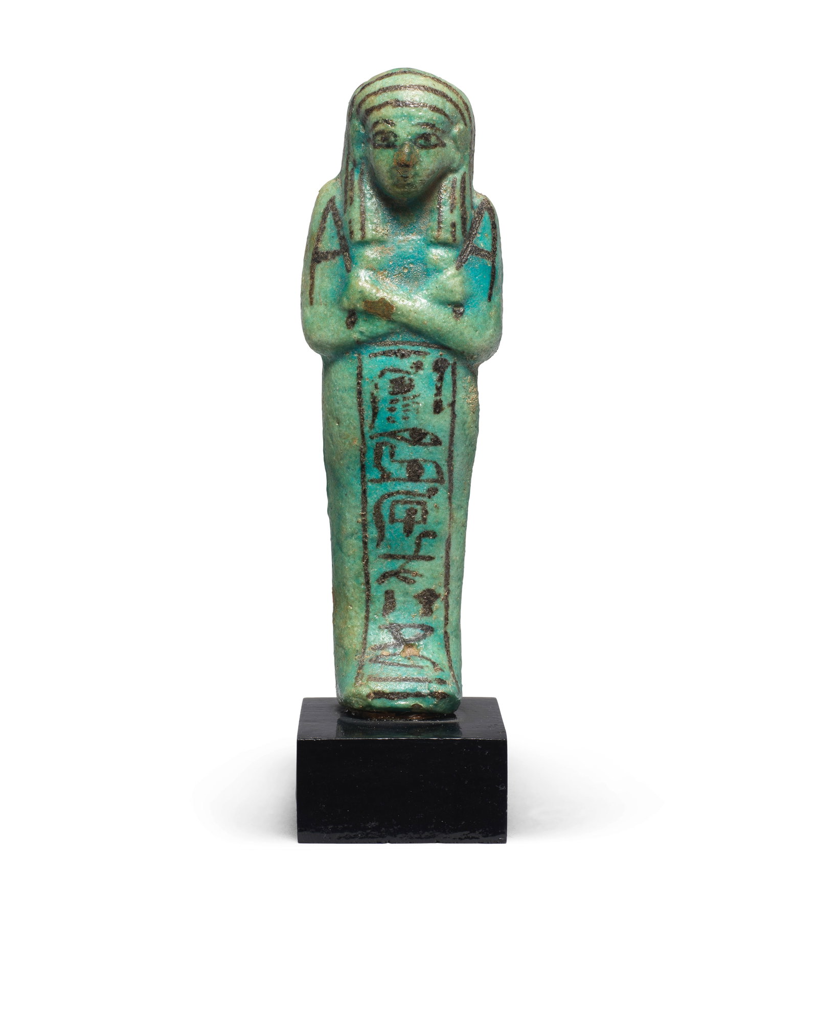 An Egyptian green glazed faience shabti for Pa-Her-Mer, Overseer of the Treasury (1 of 1)