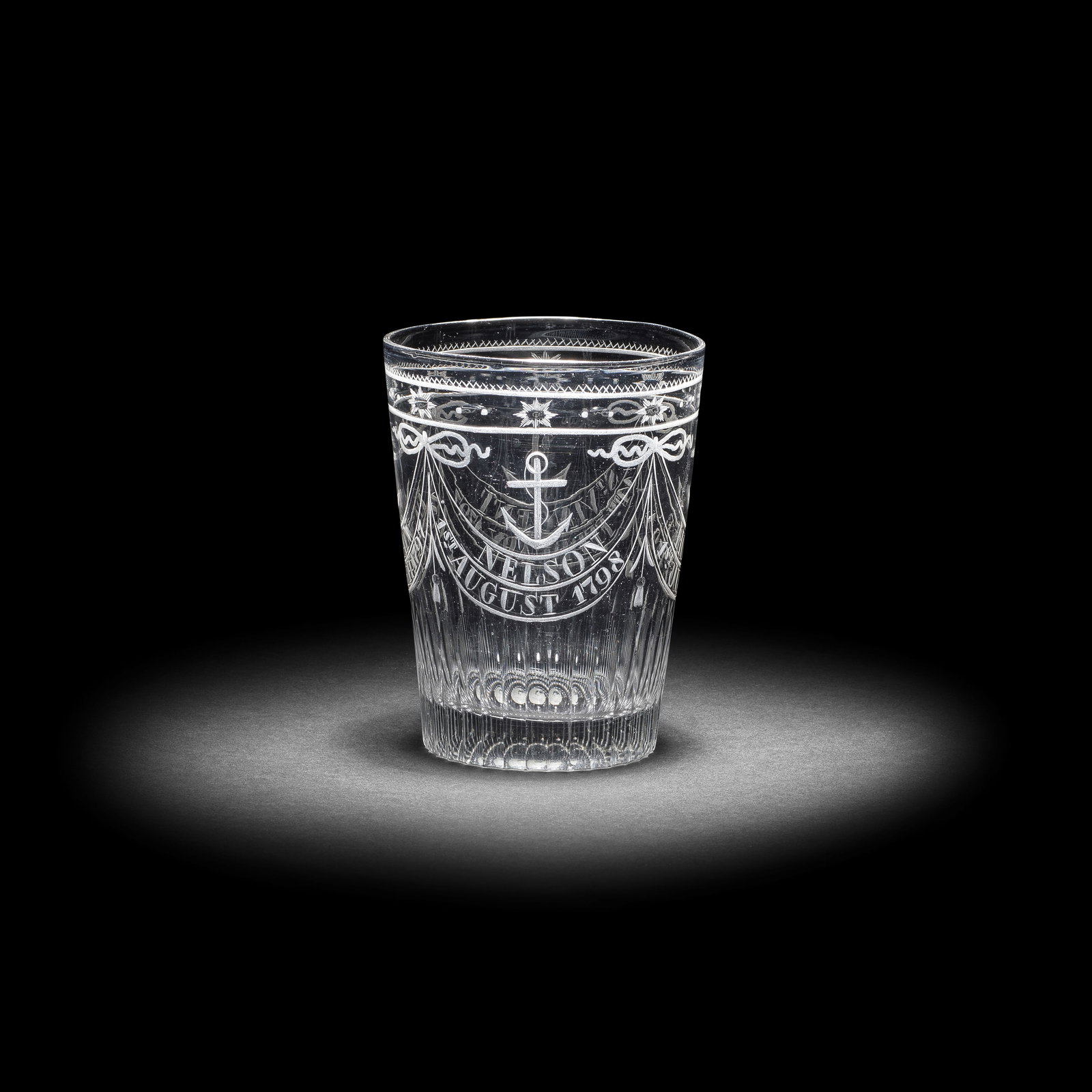 A small engraved naval commemorative tumbler, circa 1798-1805 (1 of 1)