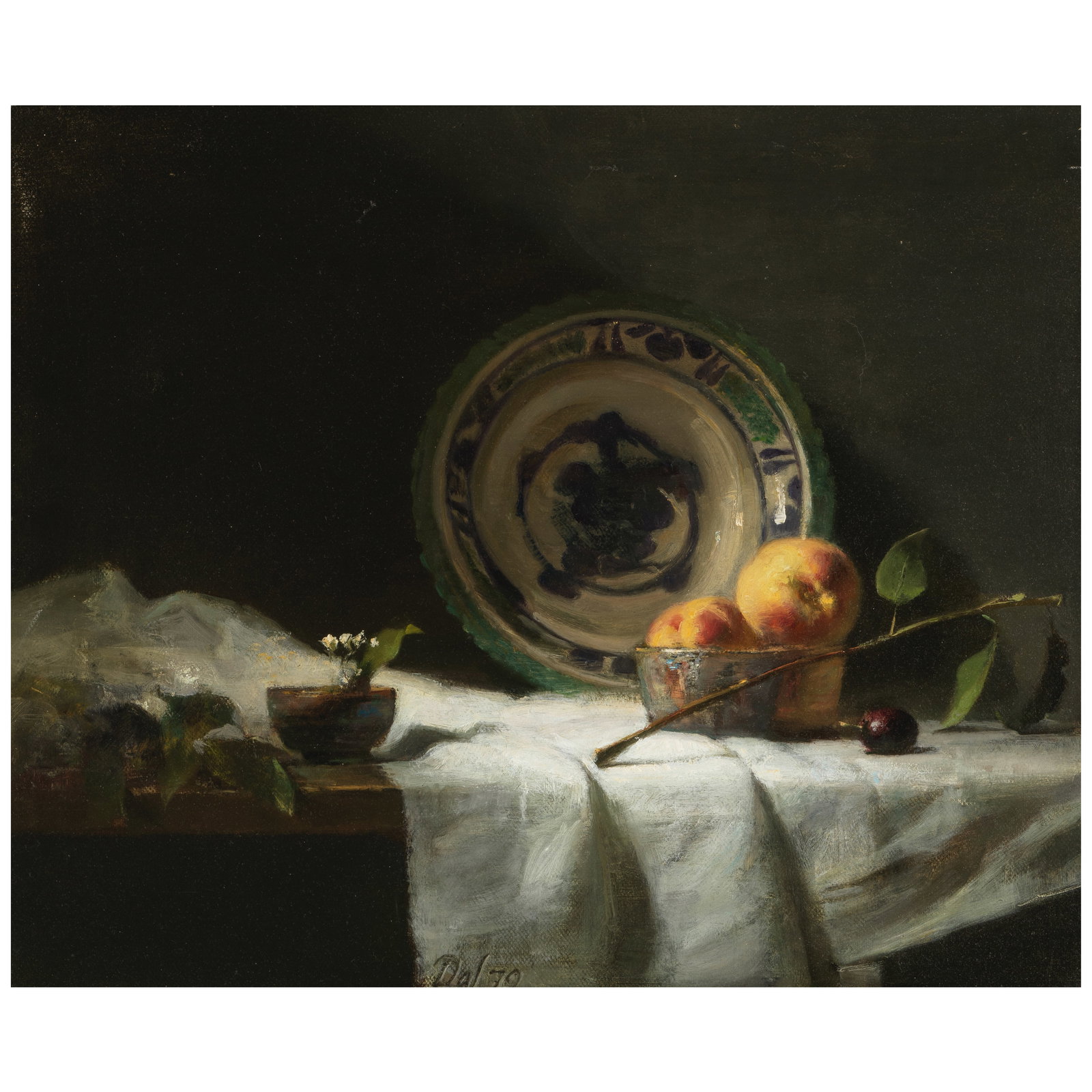 DAVID A. LEFFEL (BORN 1931) Composition in Green & Purple 14 x 17 in. (Painted in 1979.): DAVID A. LEFFEL (BORN 1931) Composition in Green & Purple signed with initials and dated 'DAL 79' (lower center) and dedicated, titled and signed again (on the stretcher) oil on canvas 14 x 17 in. Pai