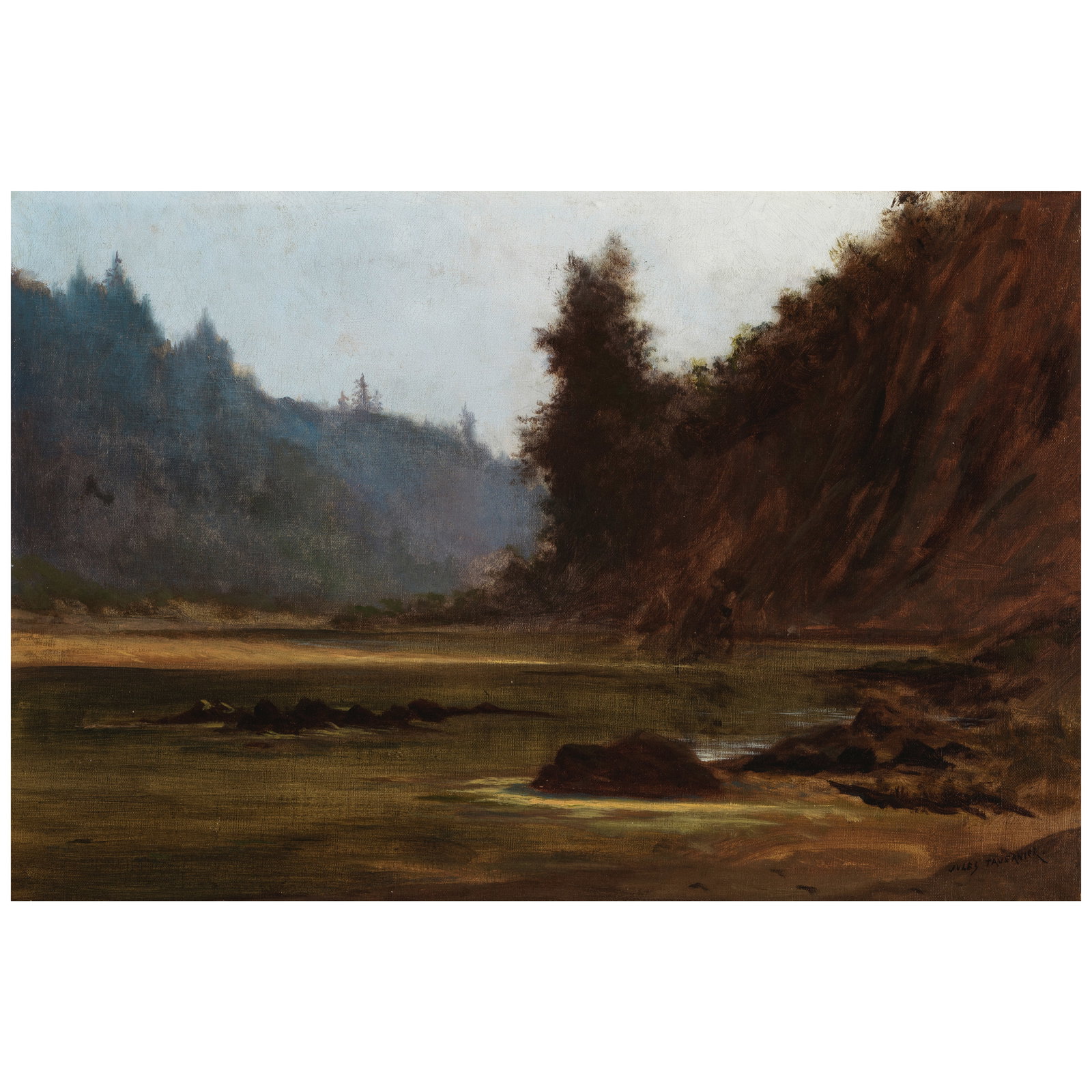 JULES TAVERNIER (1844-1889) Russian River 16 1/4 x 24 1/4 in.: JULES TAVERNIER (1844-1889) Russian River signed 'Jules Tavernier' (lower right) oil on canvas 16 1/4 x 24 1/4 in. Footnotes: Provenance Private collection, San Francisco.