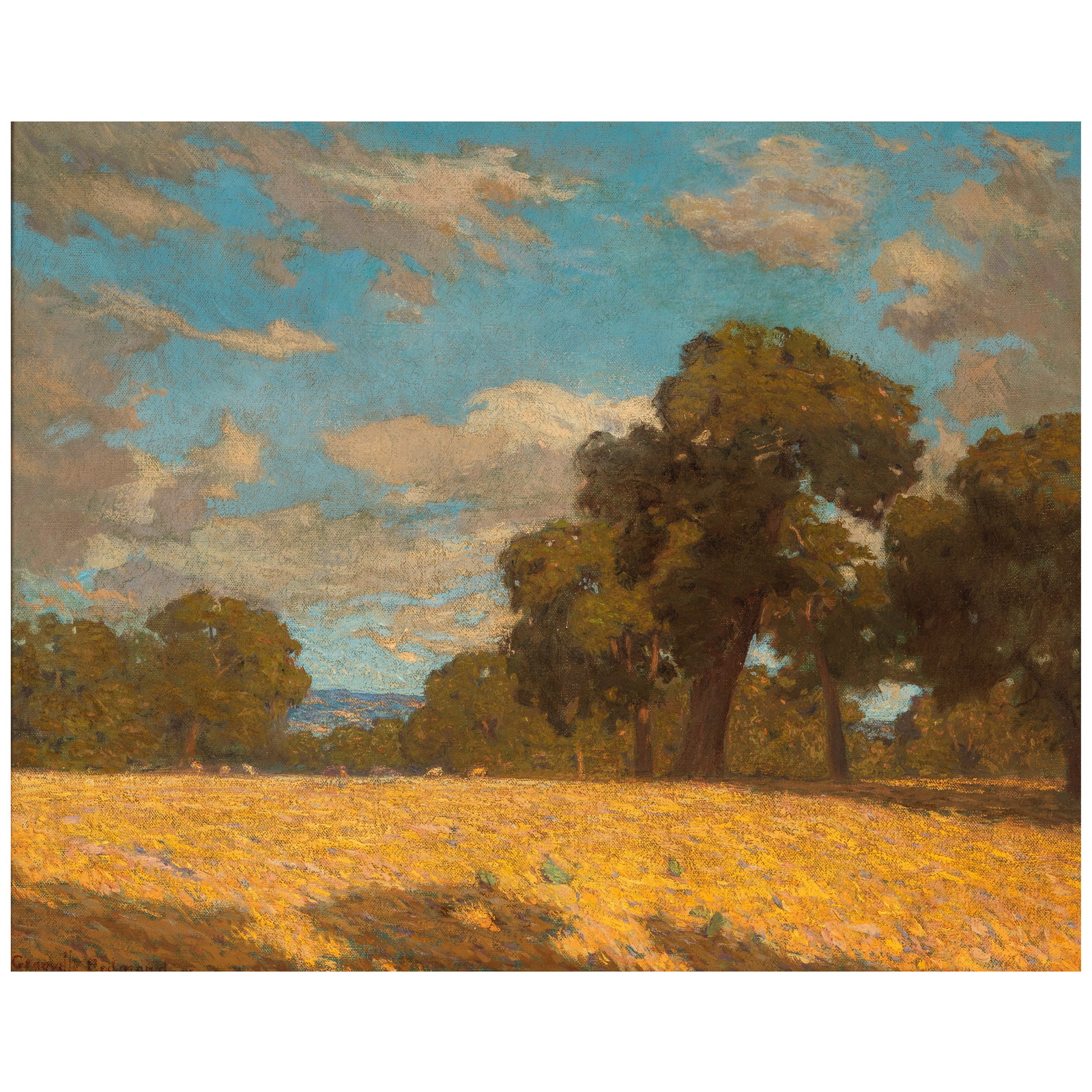 GRANVILLE REDMOND (1871-1935) The Golden Hour 16 1/4 x 20 1/4 in.: GRANVILLE REDMOND (1871-1935) The Golden Hour signed 'Granville Redmond' (lower left) and titled on the artist's label (on the stretcher) oil on canvas 16 1/4 x 20 1/4 in. Footnotes: Provenance