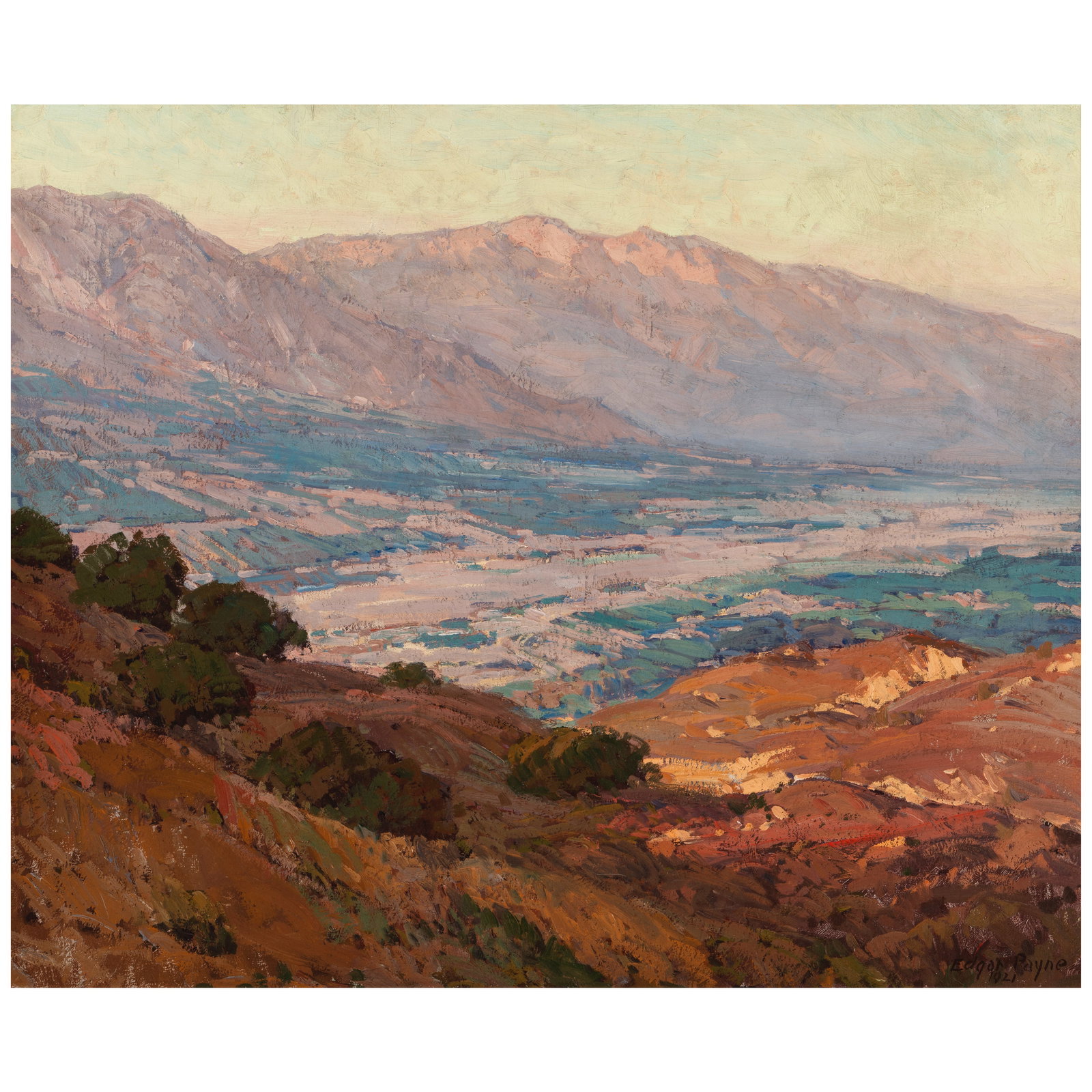 EDGAR PAYNE (1883-1947) Sespe Canyon (Ventura County) 28 1/4 x 34 1/4 in. (Painted in 1921.): EDGAR PAYNE (1883-1947) Sespe Canyon (Ventura County) signed and dated 'Edgar Payne / 1921' (lower right) and inscribed with the title (on the reverse prior to lining) oil on canvas 28 1/4 x 34 1/4 in