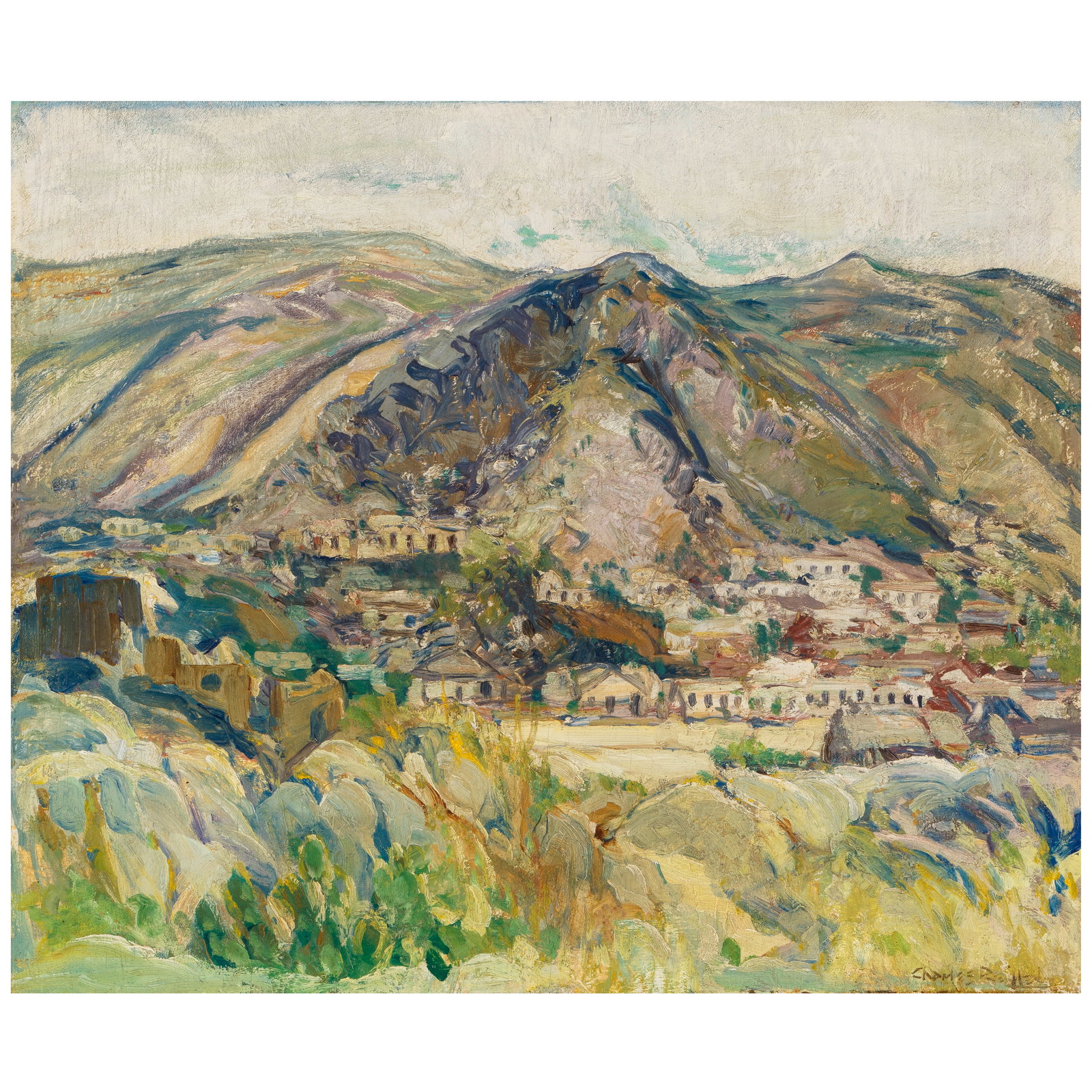 CHARLES REIFFEL (1862-1942) Bit of Nogales 20 x 24 in.: CHARLES REIFFEL (1862-1942) Bit of Nogales signed 'Charles Reiffel' (lower right) and titled and signed again (on the reverse) oil on panel 20 x 24 in. Footnotes: Provenance Private collection,