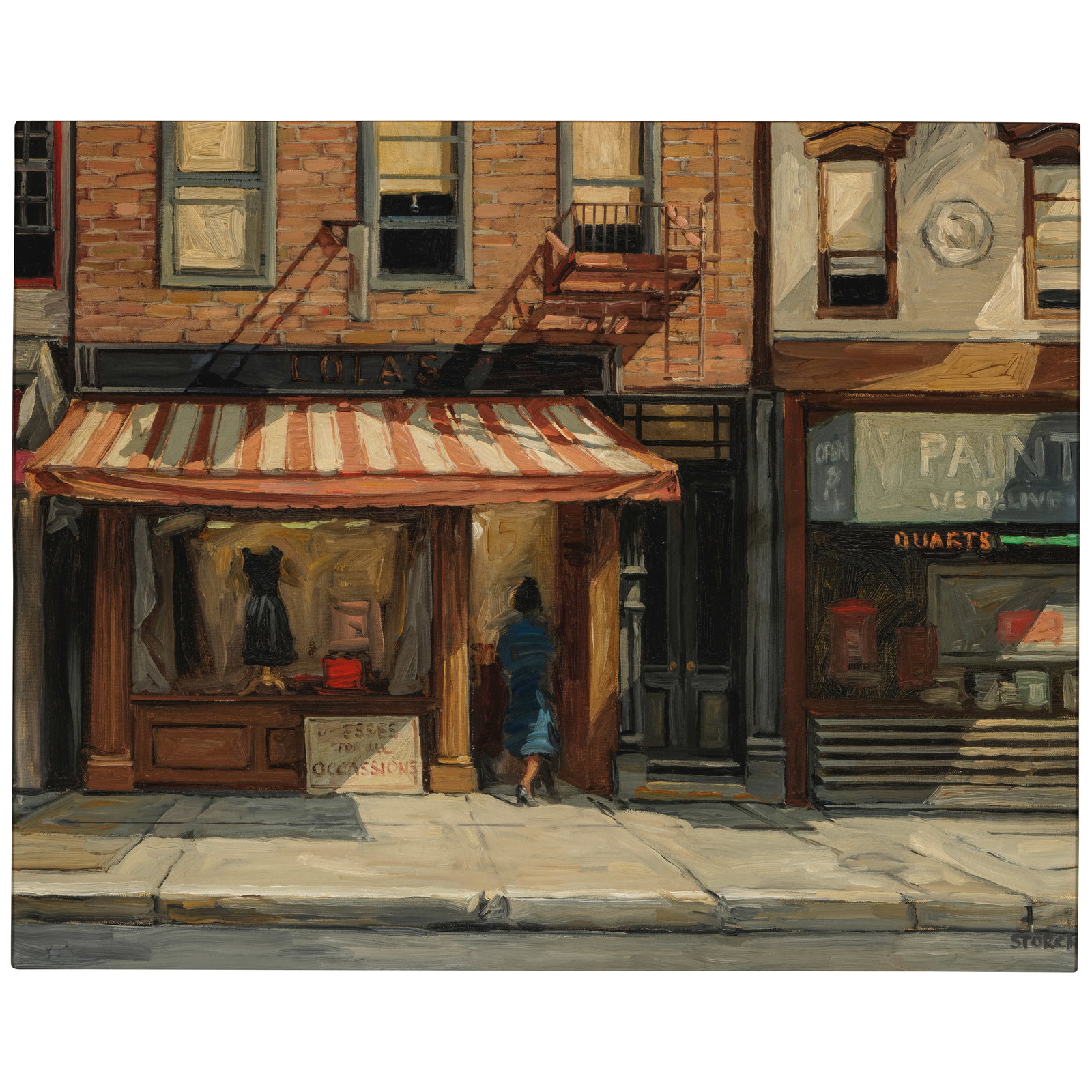 SALLY STORCH (BORN 1952) Lola's Cafe 24 x 30 in.: SALLY STORCH (BORN 1952) Lola's Cafe signed 'Storch' (lower right) oil on canvas 24 x 30 in. Footnotes: Provenance The Collection of Richard and Constance E. Aprahamian.