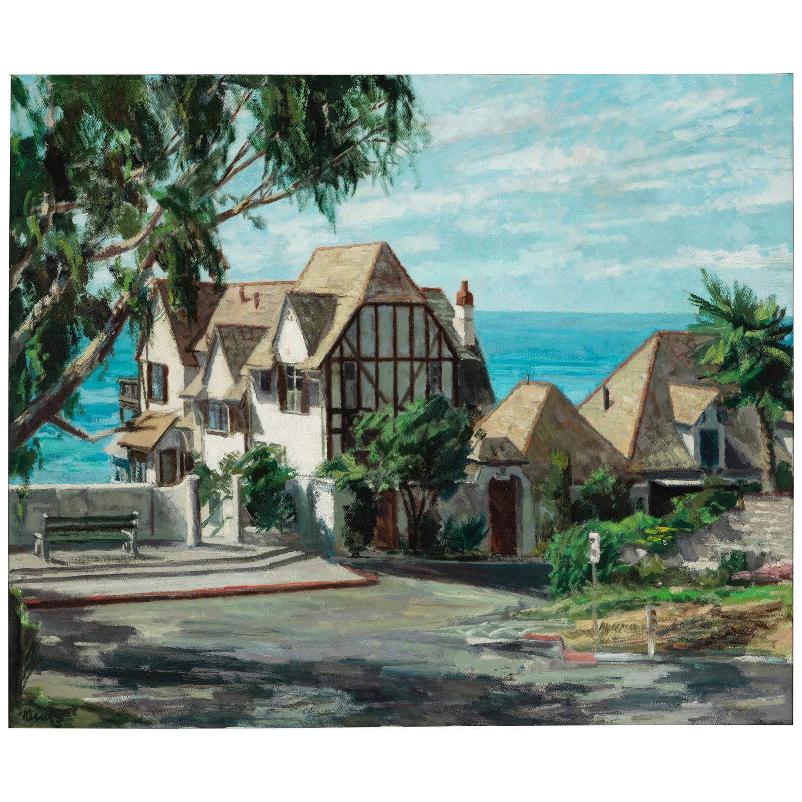 ROGER KUNTZ (1926-1975) Bette Davis House, Laguna Beach 30 x 36 in.: ROGER KUNTZ (1926-1975) Bette Davis House, Laguna Beach signed 'Kuntz' (lower left) oil on canvas 30 x 36 in. Footnotes: Provenance The Collection of Richard and Constance E. Aprahamian.