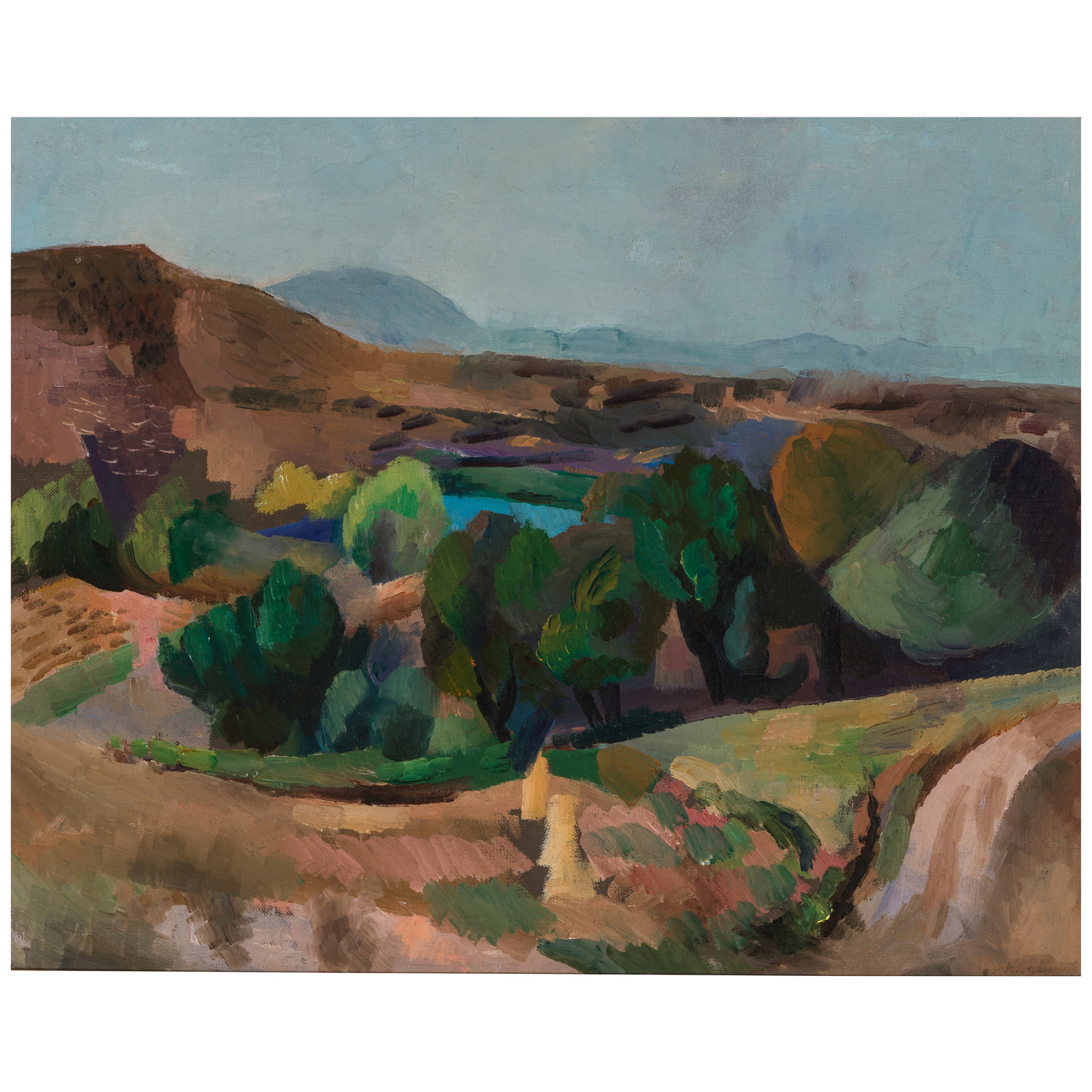 WILLARD NASH (1898-1943) Landscape with Reservoir 16 x 20 1/4 in. (Painted circa 1930-33.): WILLARD NASH (1898-1943) Landscape with Reservoir signed 'Nash' (lower right) oil on canvas 16 x 20 1/4 in. Painted circa 1930-33. Footnotes: Provenance The Collection of Florence D