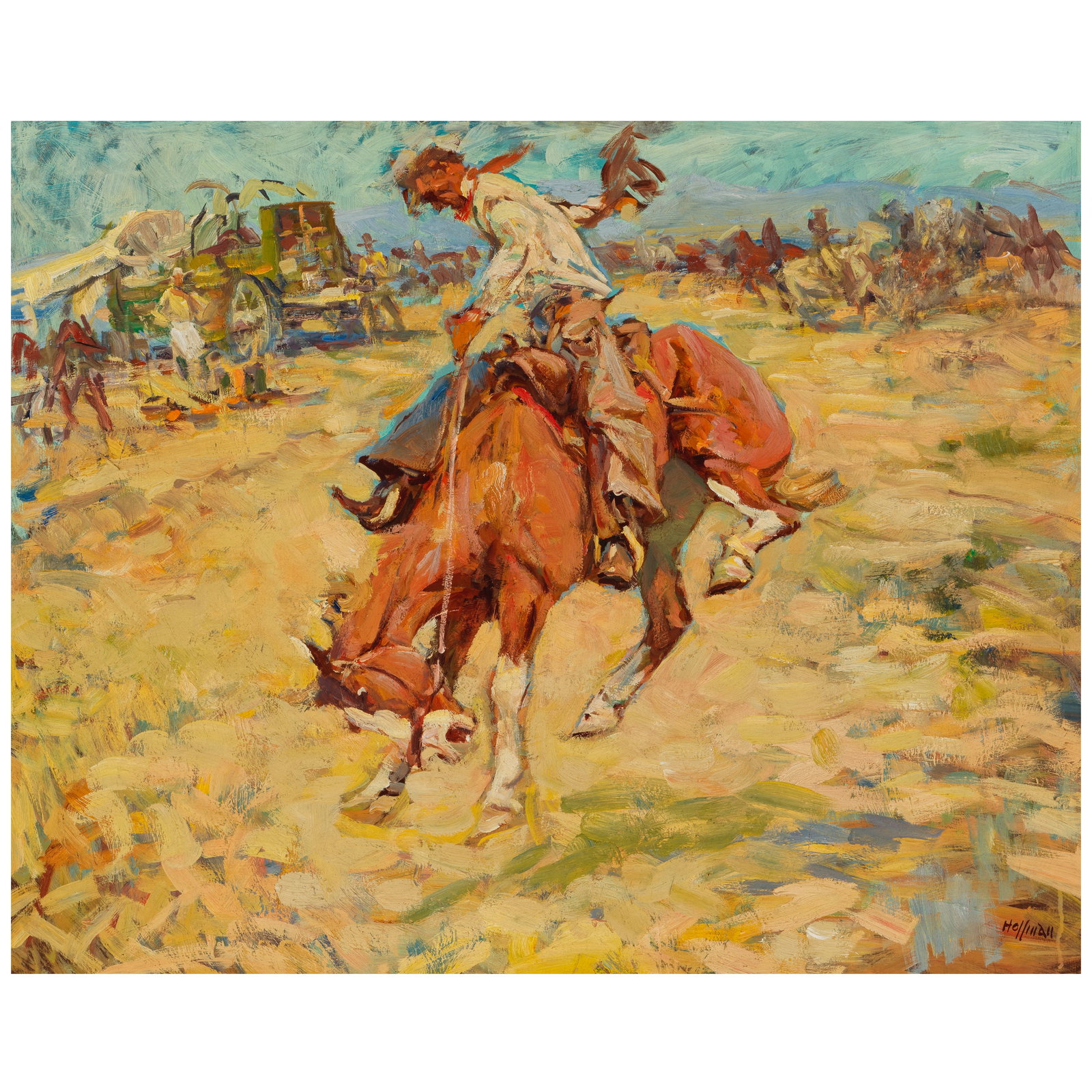 FRANK HOFFMAN (1888-1958) Bronco Buster 24 x 30 in. (1 of 1)