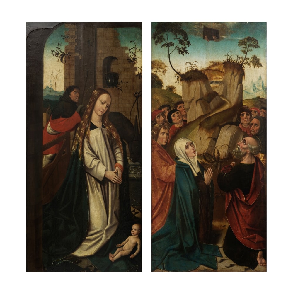 Entourage de Colijn de Coter (Bruxelles circa 1480-1539) Adoration de l'Enfant Jésus; L'Asc... (1 of 1)