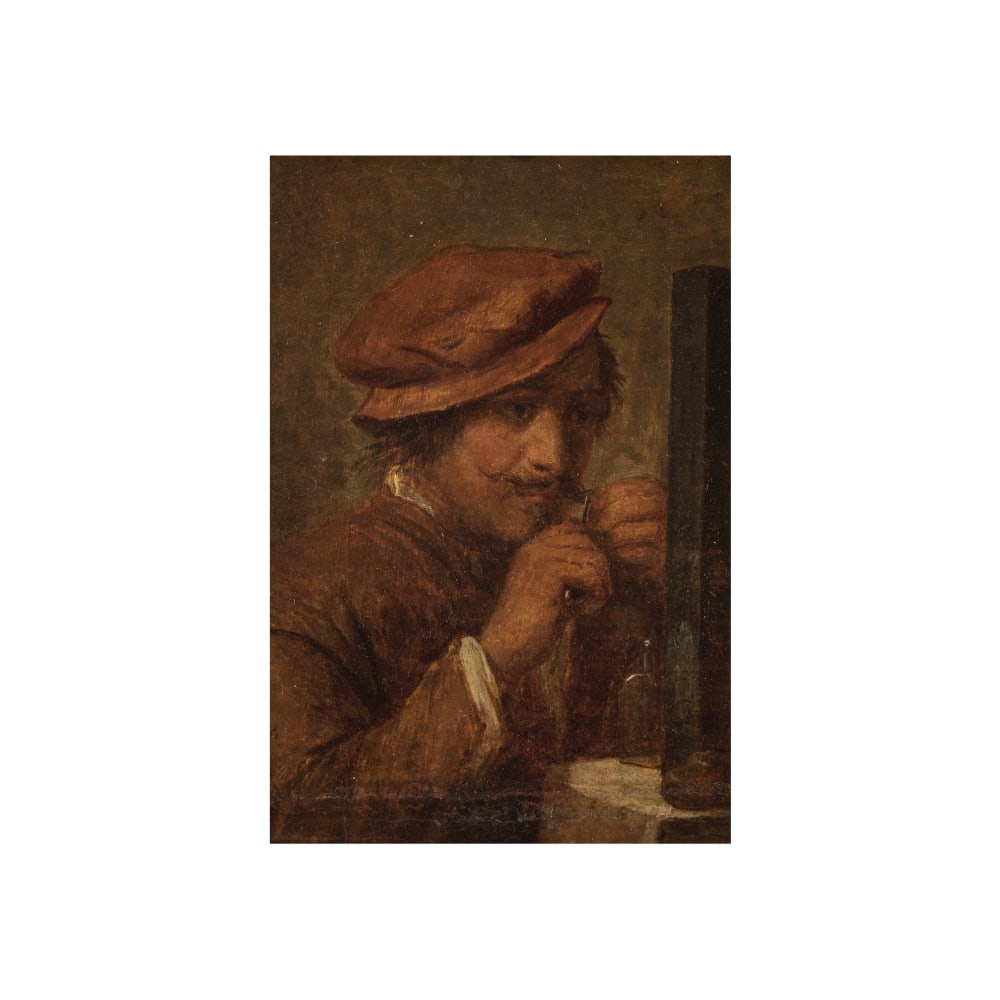 Ecole flamande, XVIIe siècle Portrait d'homme faisant sa barbe: Ecole flamande, XVIIe siècle Portrait d'homme faisant sa barbe huile sur panneau oil on panel 22.7 x 15.8cm (8 15/16 x 6 1/4in). Footnotes: The present painting is related to a sim