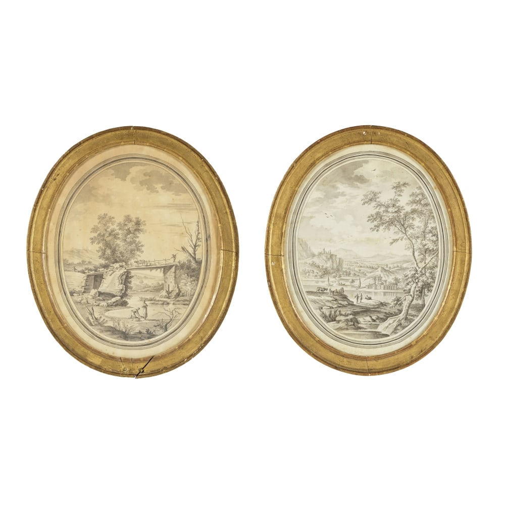 Entourage de Jean Baptiste Charles Claudot (Badonviller 1733-1805 Nancy) Paire de paysages champ... (1 of 1)