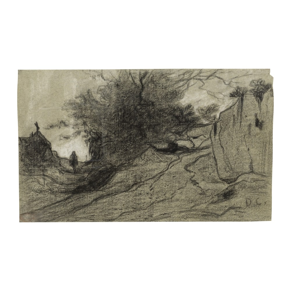 Alexandre-Gabriel Decamps (Paris 1803-1860 Fontainebleau) Paysage boisé animé (1 of 1)