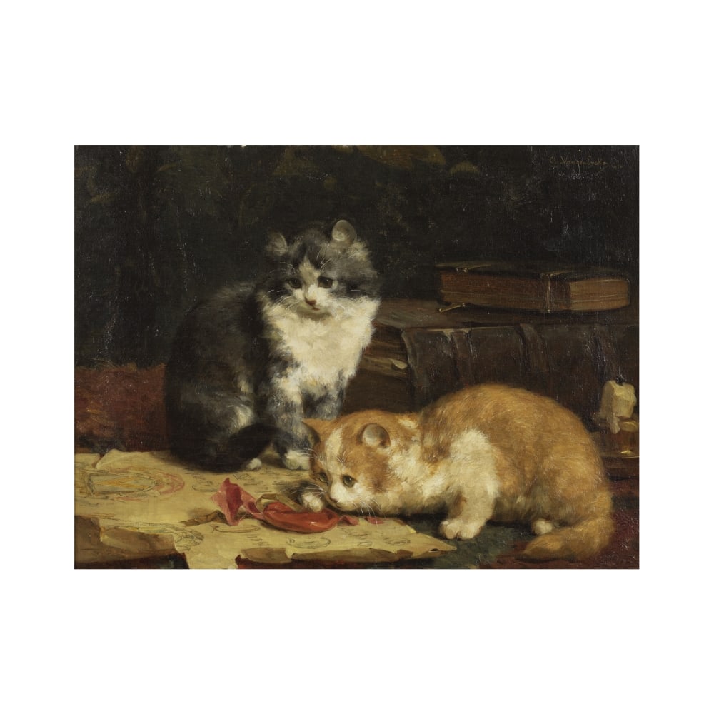 Charles H. van den Eycken (Bruxelles 1859-1923) Chatons joueurs dans un intérieur (1 of 1)