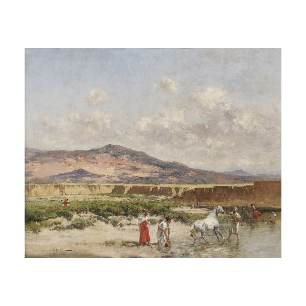 Victor Pierre Huguet (Le Lude 1835-1902 Paris) Dans l'oasis, Alger (1 of 1)