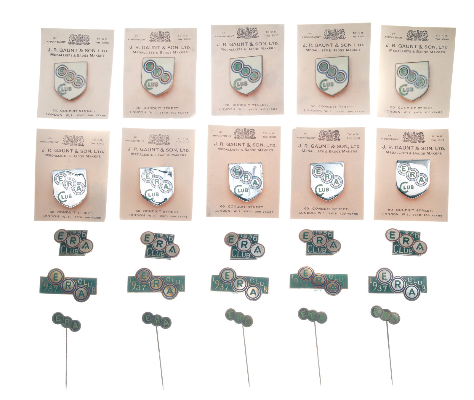 Twenty-five enamelled ERA lapel and pin badges, 1930s, ((25)) (1 of 1)