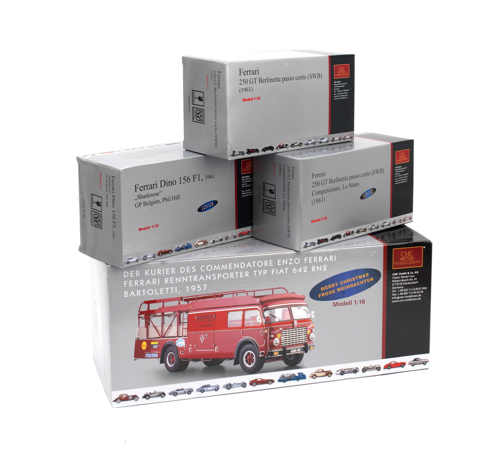 A boxed 1:18 scale die-cast model of the 1957 Fiat 642 RN2 Bartoletti Ferrari Renntransporter an... (1 of 1)