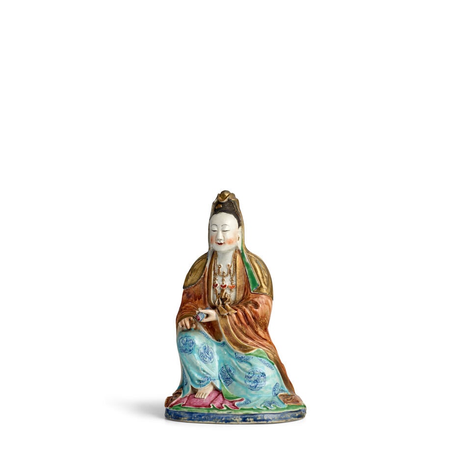A FAMILLE-ROSE PORCELAIN FIGURE OF SEATED GUANYIN 19th century - 3