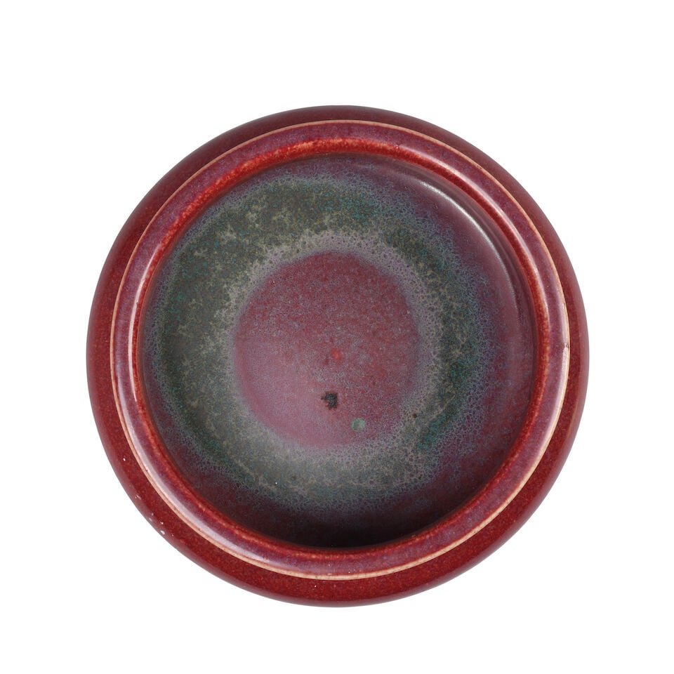 A FLAMBÉ-GLAZED TRIPOD CENSER Late Qing dynasty/Republic period (wood stand) - 2