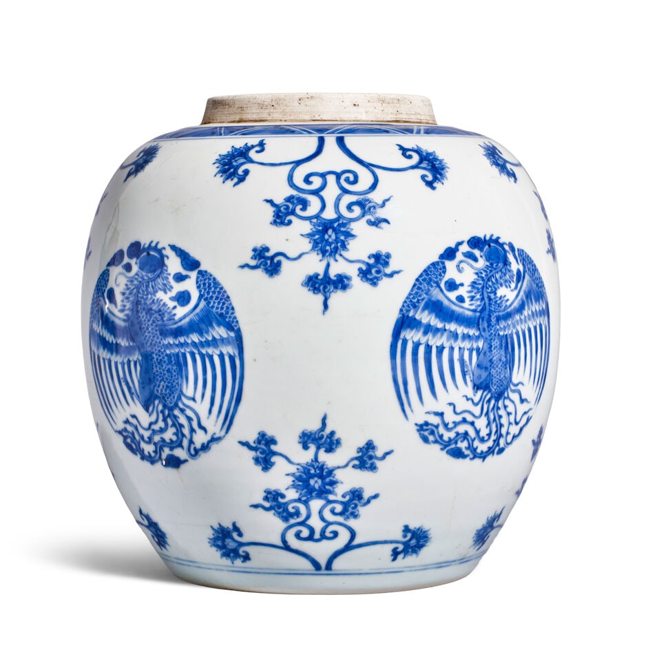A BLUE AND WHITE 'PHOENIX' GINGER JAR Kangxi period (wood cover) - 2